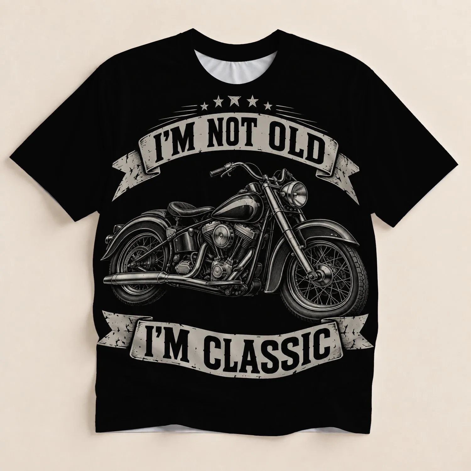 Classic Cruiser Motorcycle for Easygoing Rides and Vintage Roadside Style All-over Print Unisex T-shirt - 1
