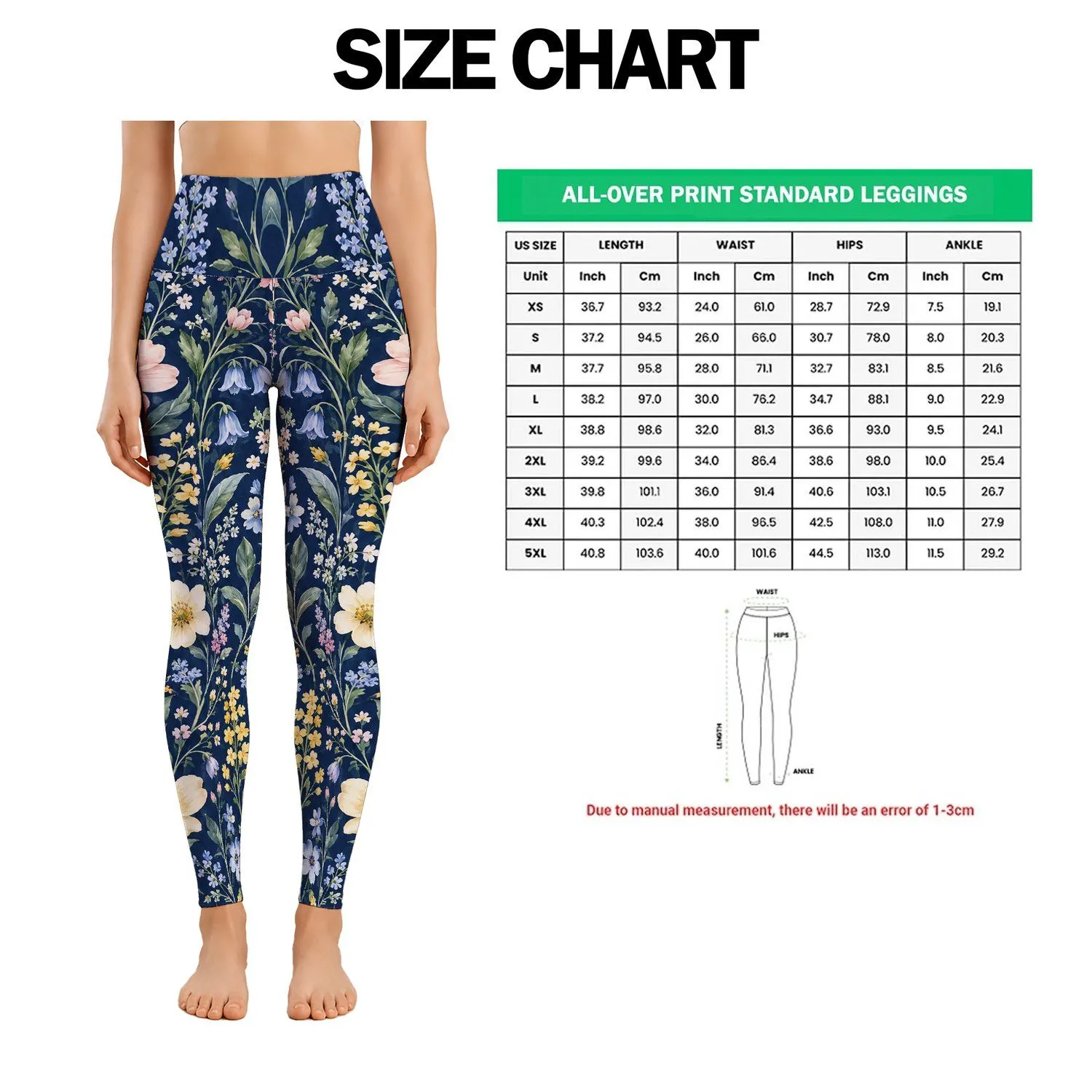 Navy Wildflower Garden for Relaxed Everyday Style and Coastal Weekend Outings Leggings - 1
