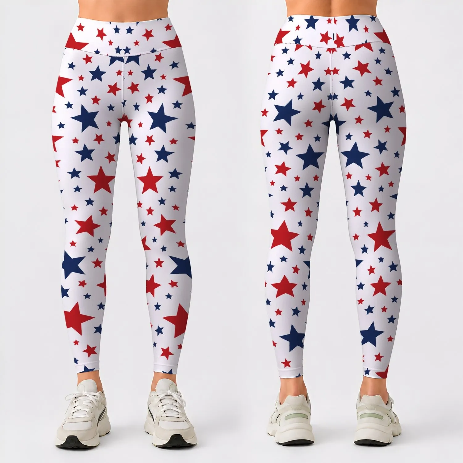 Red White And Blue Stars For Fourth Of July And Summer Patriotic Celebrations Leggings - 1