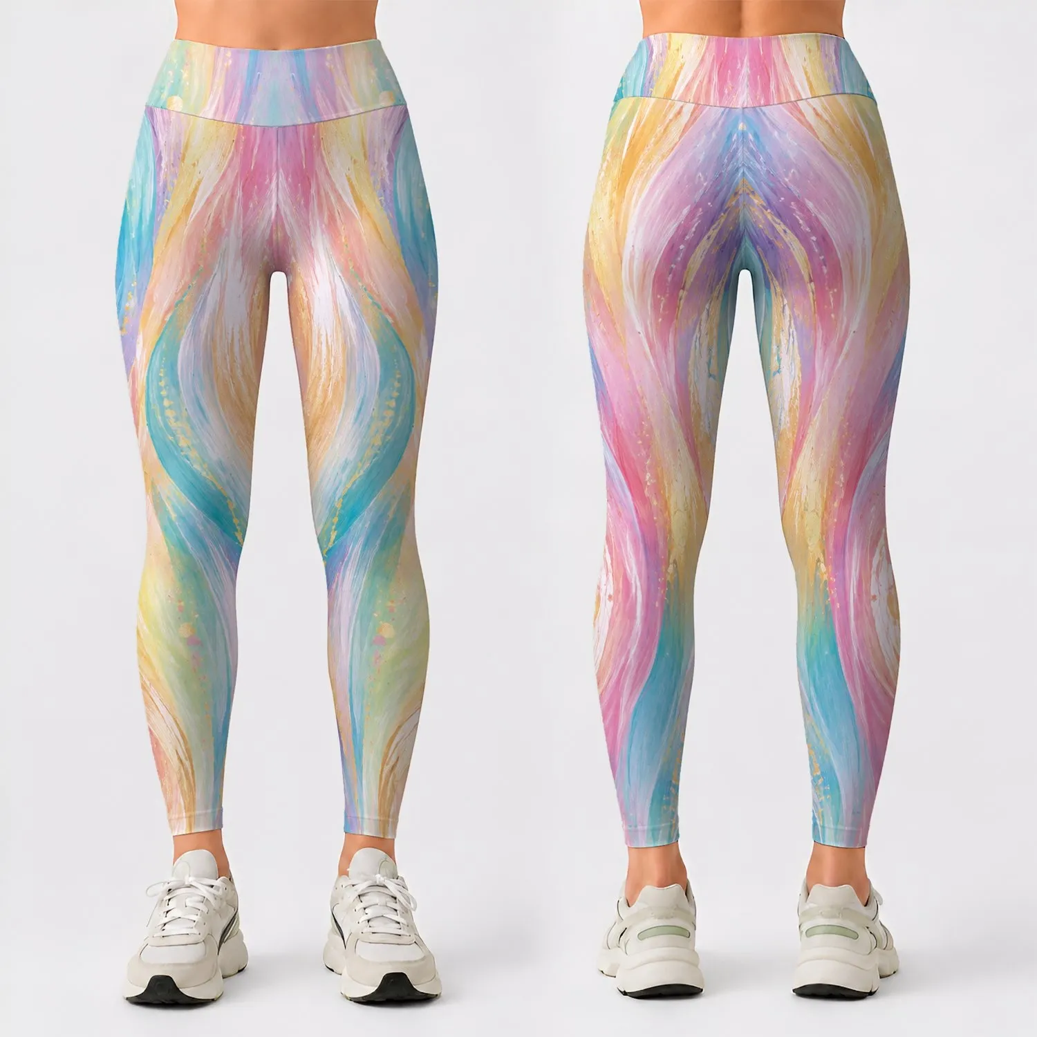 Iridescent Pastel Rainbow Stripes For Beach Walks And Colorful Everyday Wear Leggings - 1