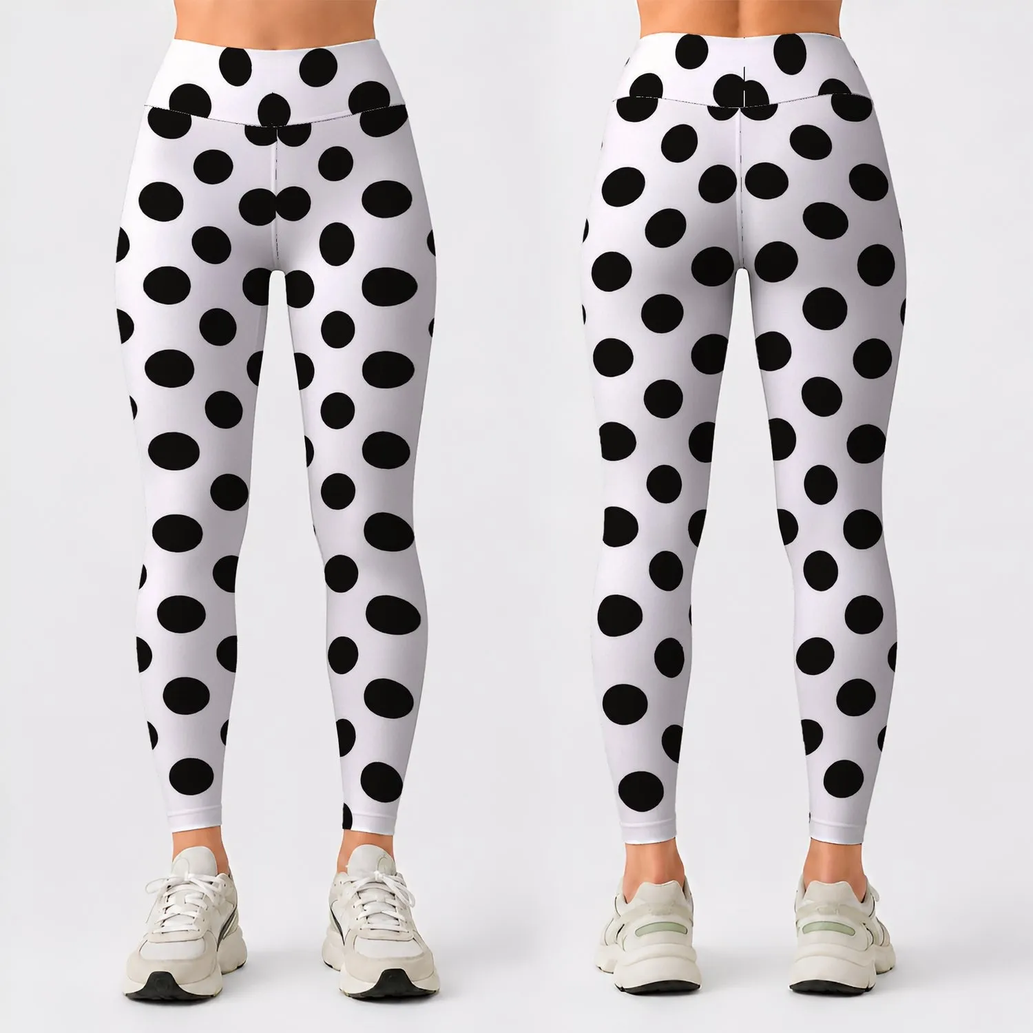 Classic Black And White Polka Dots For Relaxed Everyday Outfits And Casual Weekend Style Leggings - 1