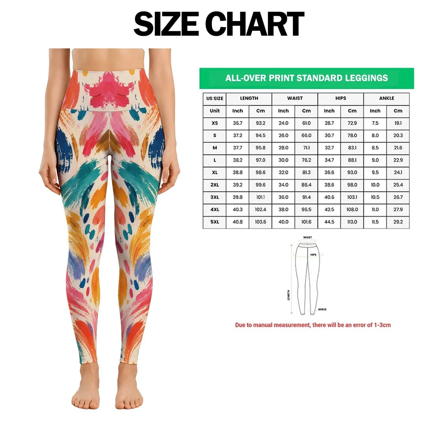 Colorful Abstract Brushstrokes for Sunny Beach Days and Creative Weekend Outings Leggings - 1