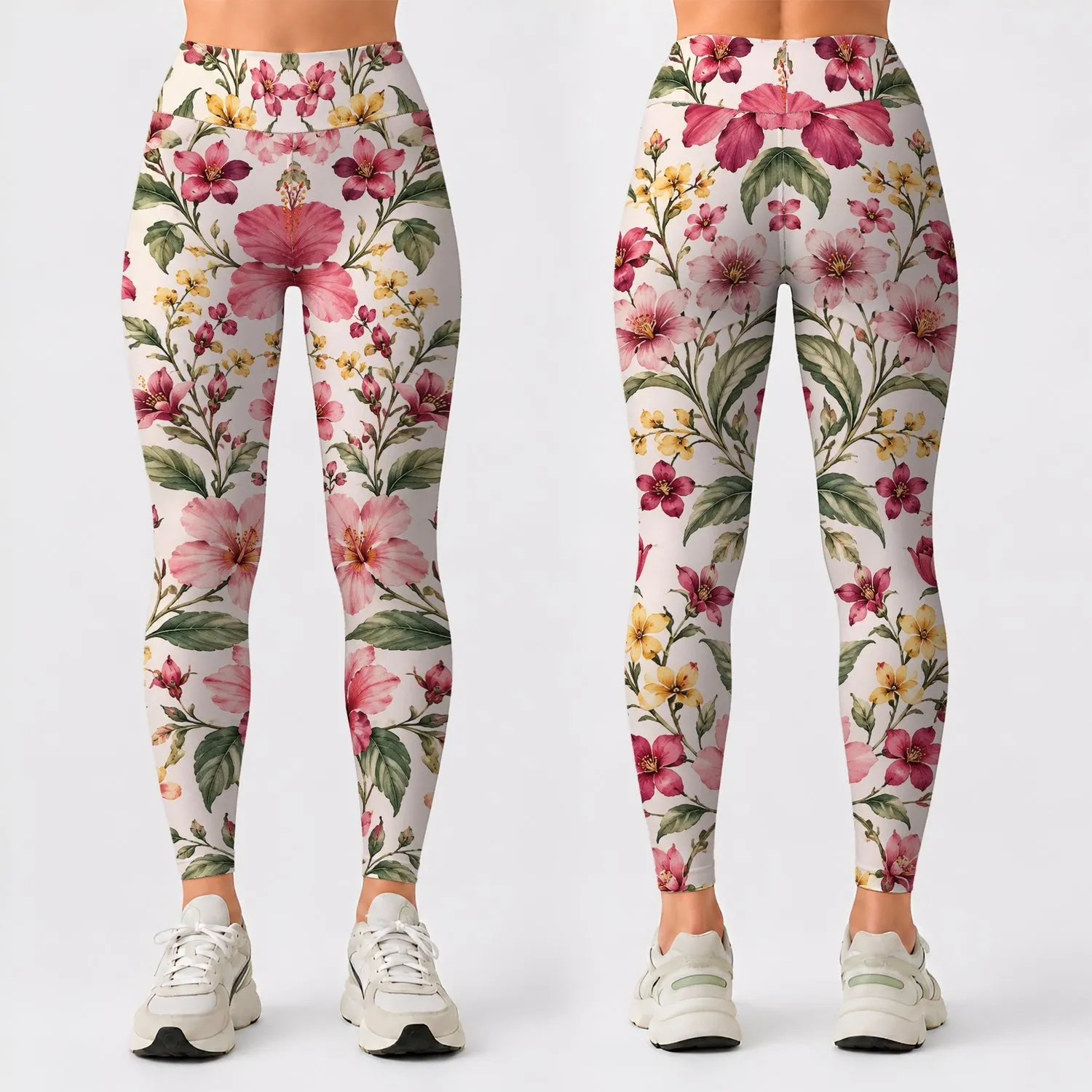 Rose And Wildflower Botanicals For Sunny Getaways And Relaxed Everyday Coastal Style Leggings - 1