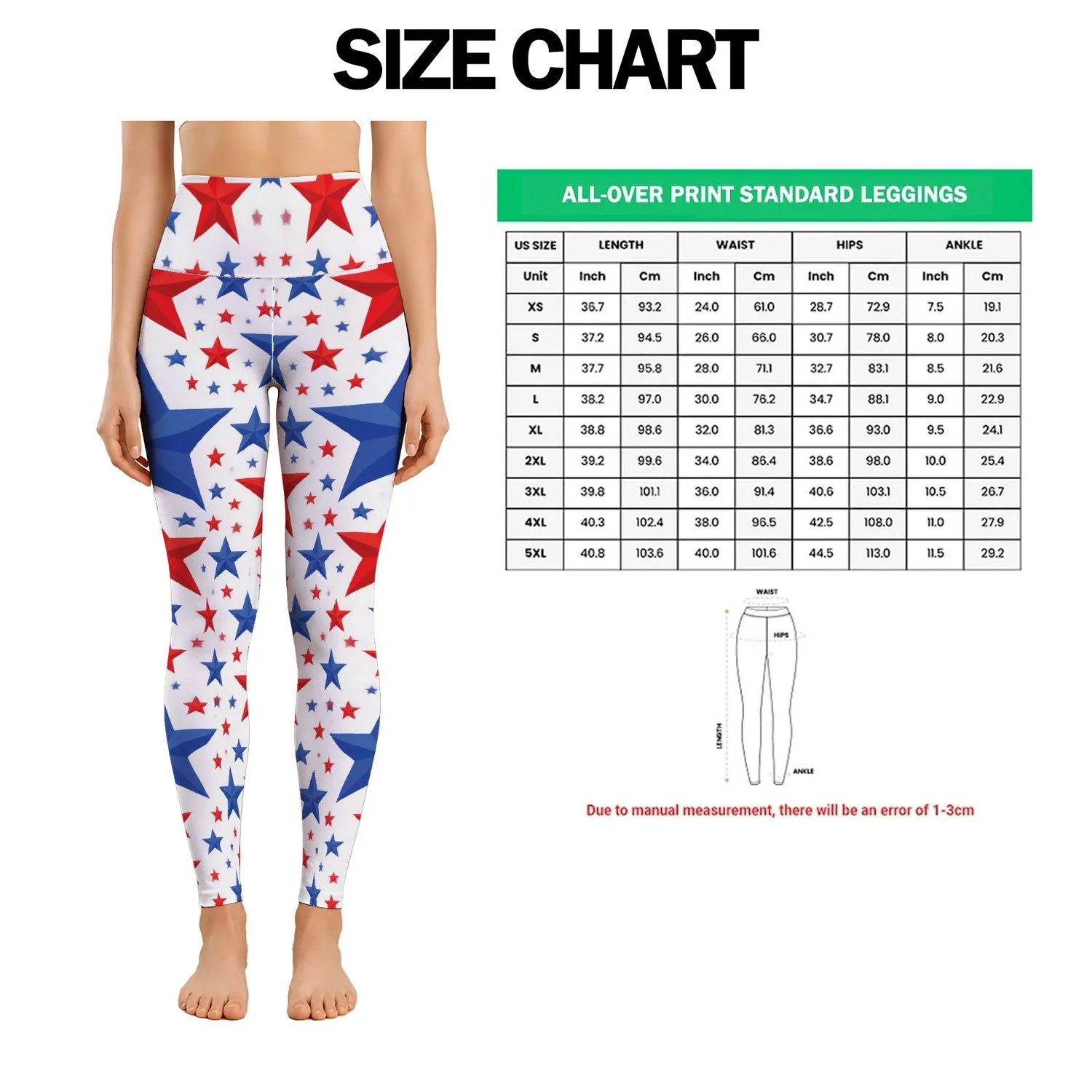 Bold Red And Blue Stars For Fourth Of July Celebrations And Summer Patriotic Style For Her Leggings - 1