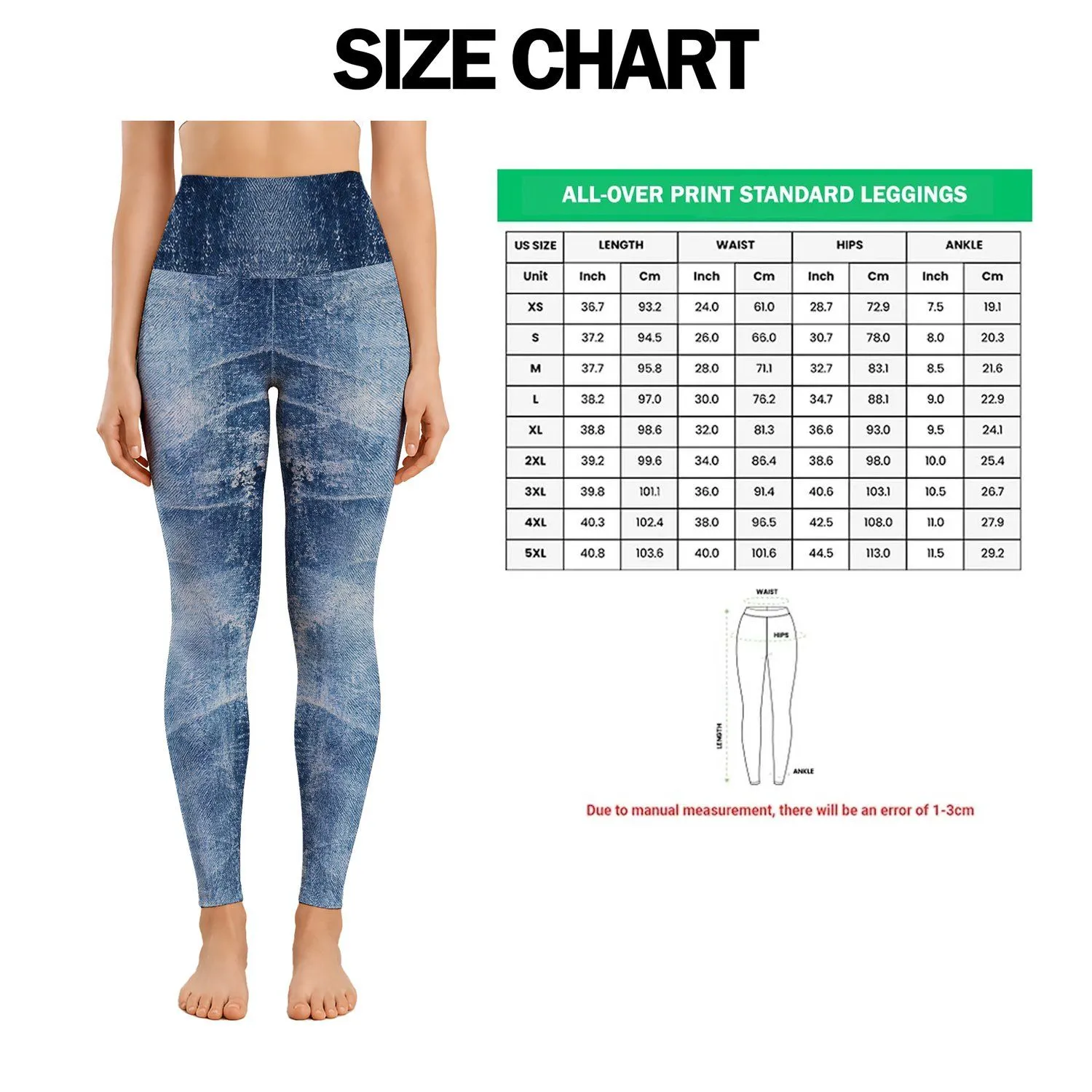 Washed Blue Denim Texture For Casual Weekend Outfits And Everyday Women's Street Style Leggings - 1