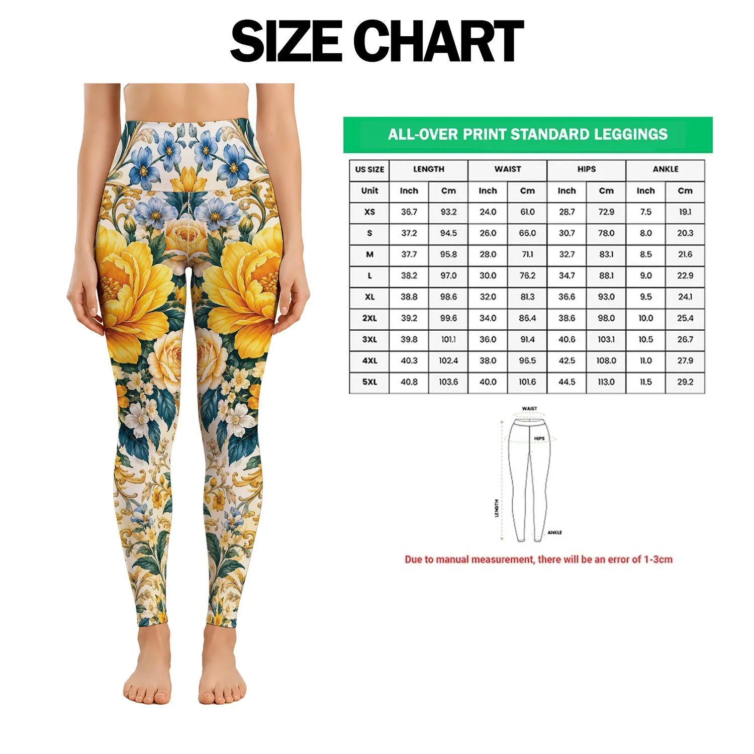 Yellow Rose and Marigold Blooms for Vacation, Commuting, and Sunny Everyday Style Leggings - 1