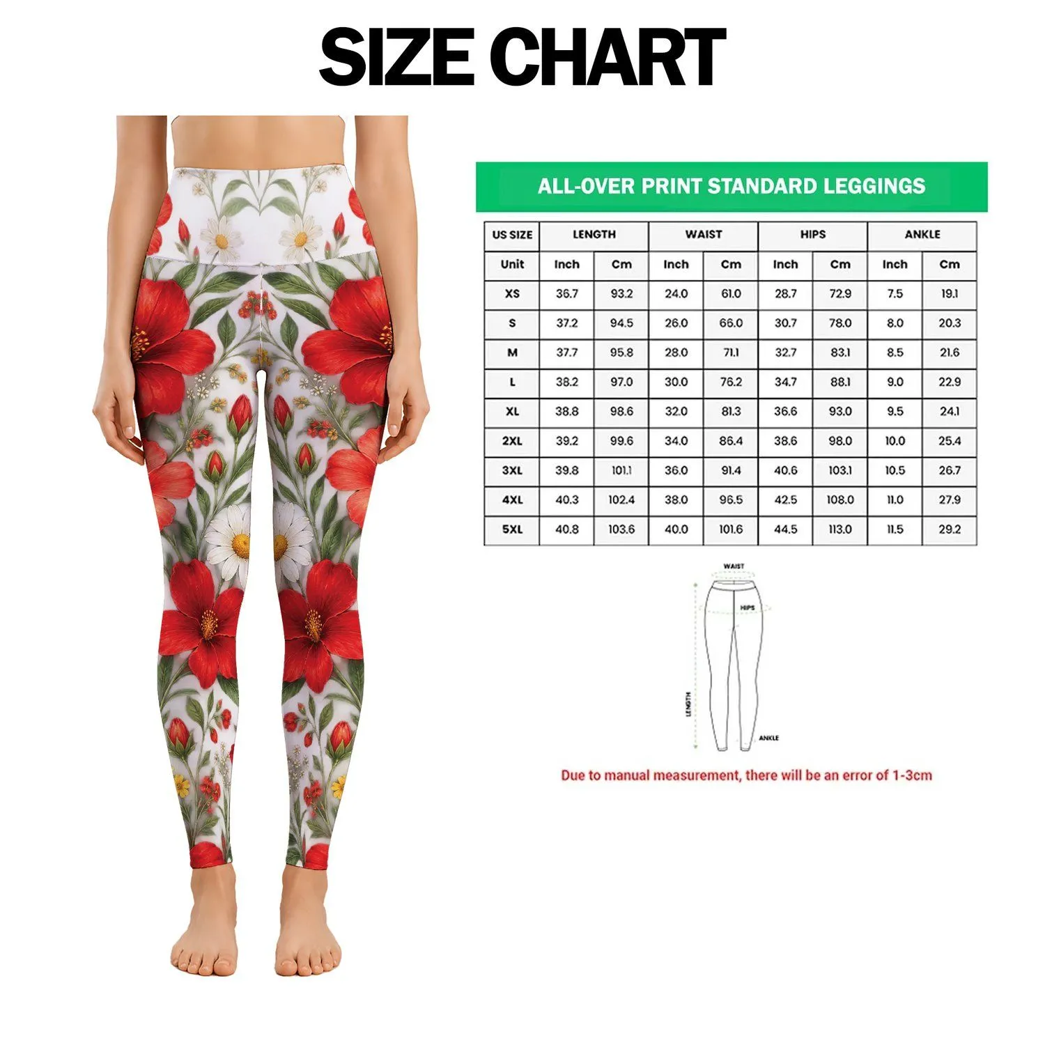 Scarlet Wildflower Blooms for Sunny Days, Garden Strolls and Everyday Style for Women Leggings - 1