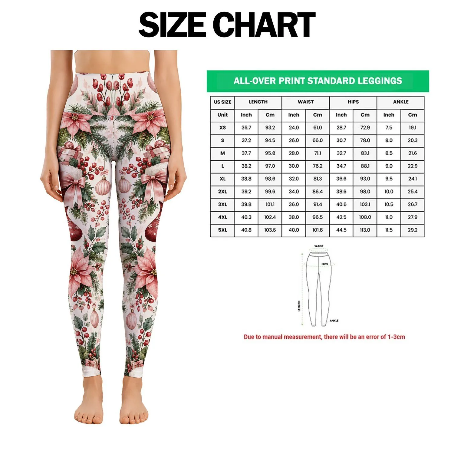 Blush Christmas Stockings, Pine and Poinsettias for Cozy Holiday Family Gatherings Leggings - 1