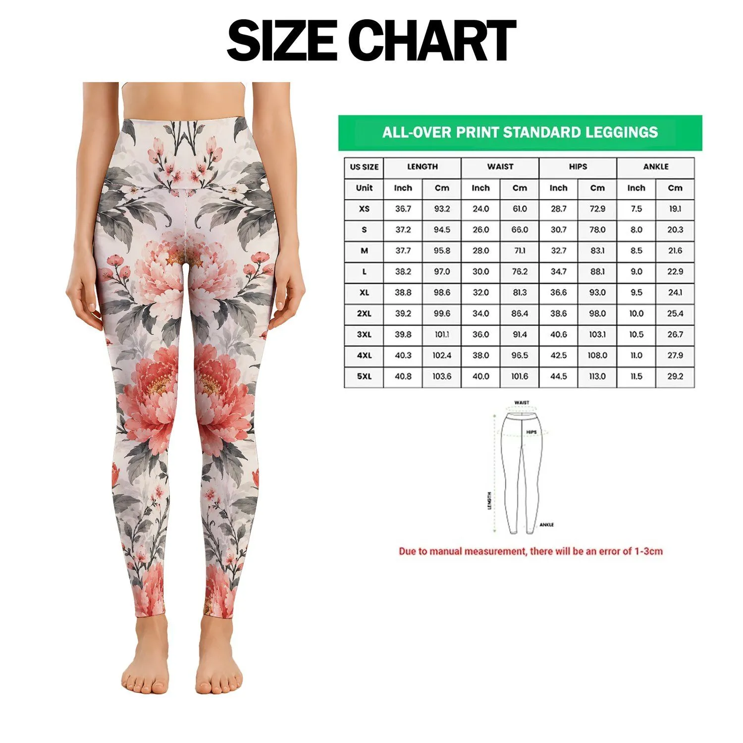 Coral Peony And Ink Wash Florals For Calm Everyday Style And Weekend Retreats And Yoga Leggings - 1