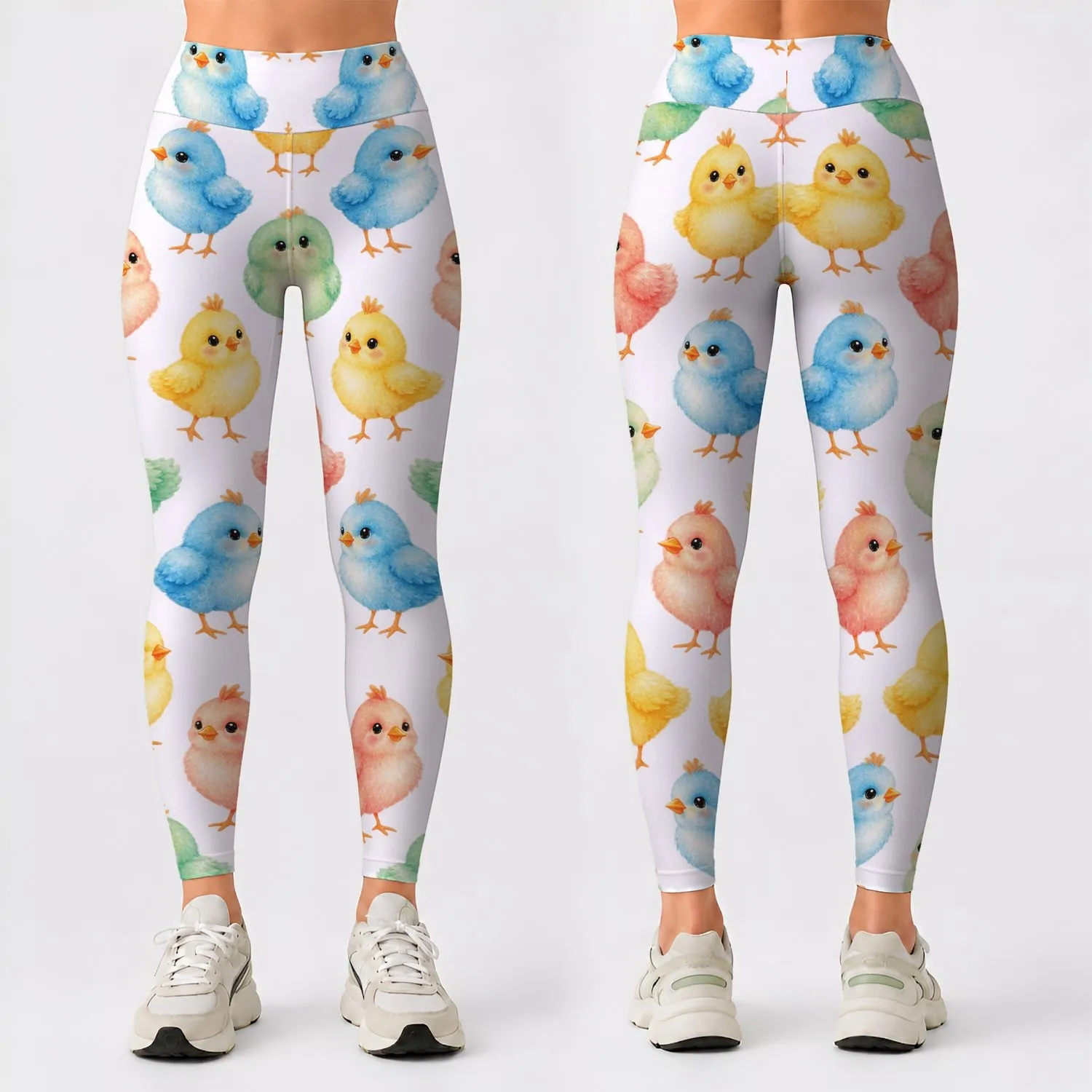 Watercolor Baby Chicks for Easter Celebrations and Springtime Outings Leggings - 1