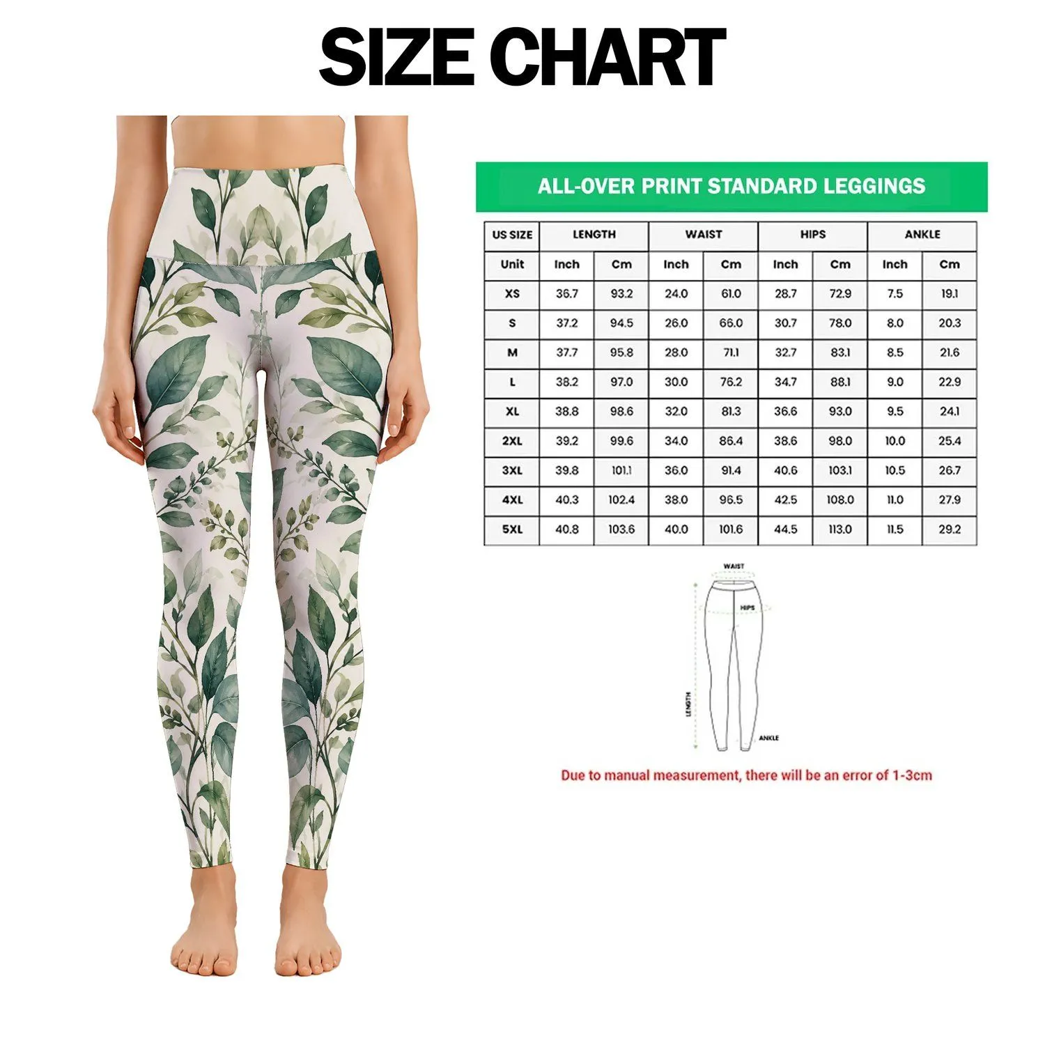 Soft Green Eucalyptus Vine Foliage for Serene Yoga, Travel and Everyday Wellness Leggings - 1