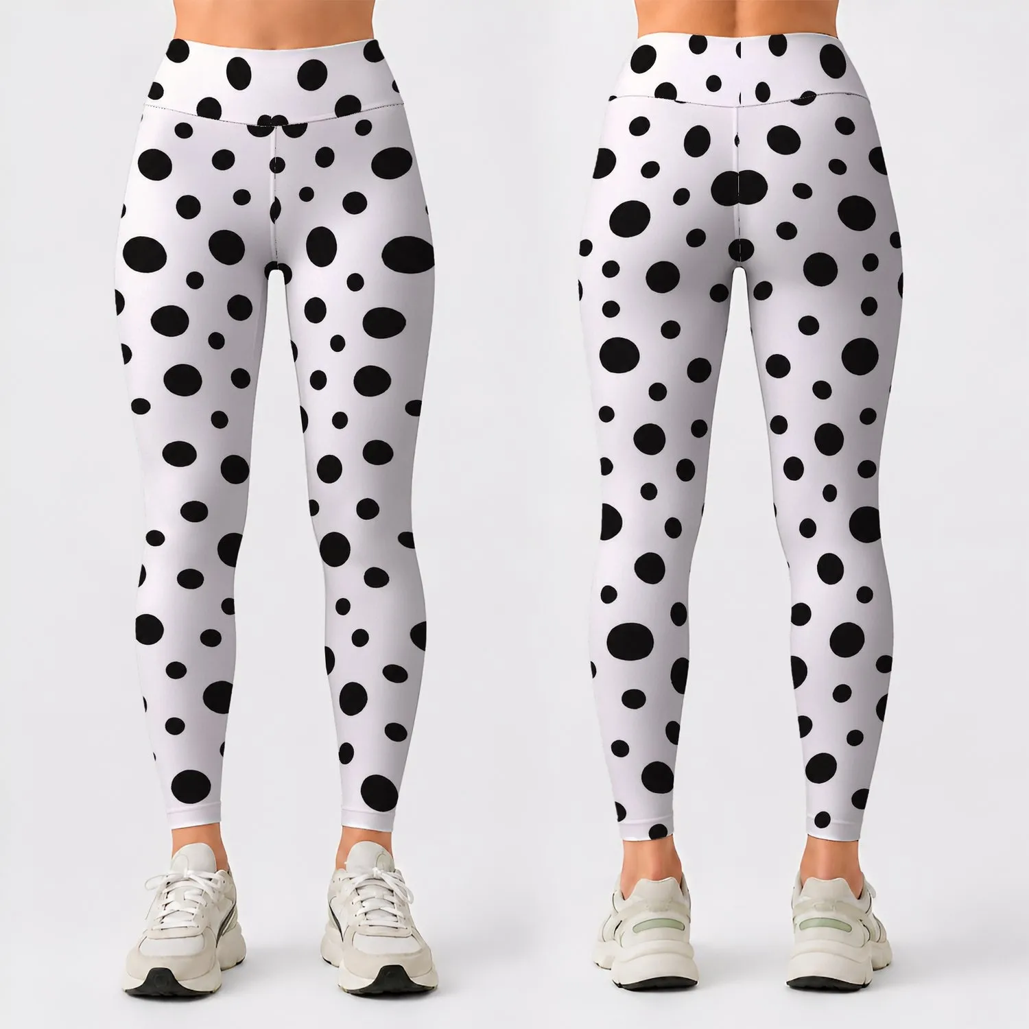 Classic Black Polka Dots for Pilates, Workouts, and Everyday Casual Style Leggings - 1