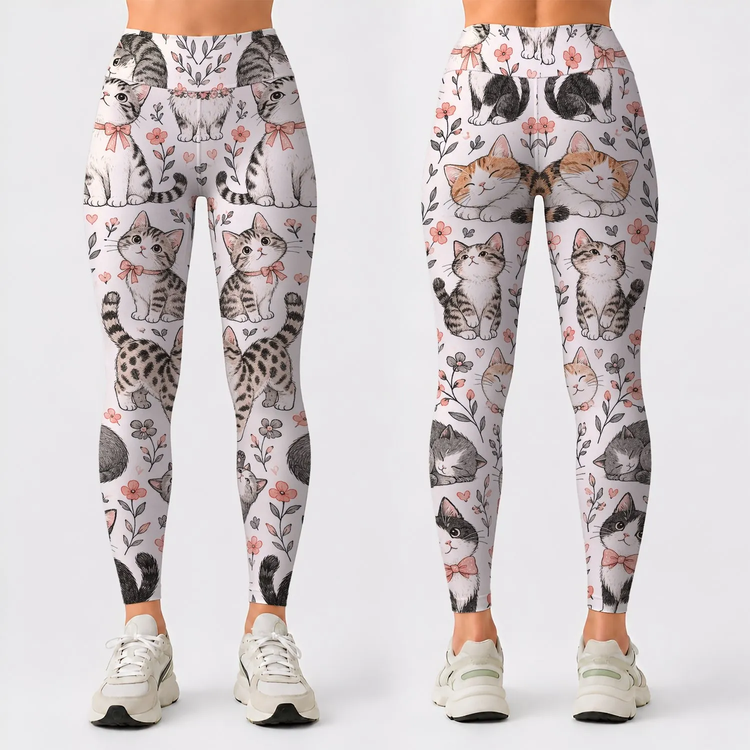 Playful Cat Faces for Yoga, Pilates, Commuting and Everyday Wear for Cat Lovers Leggings - 1