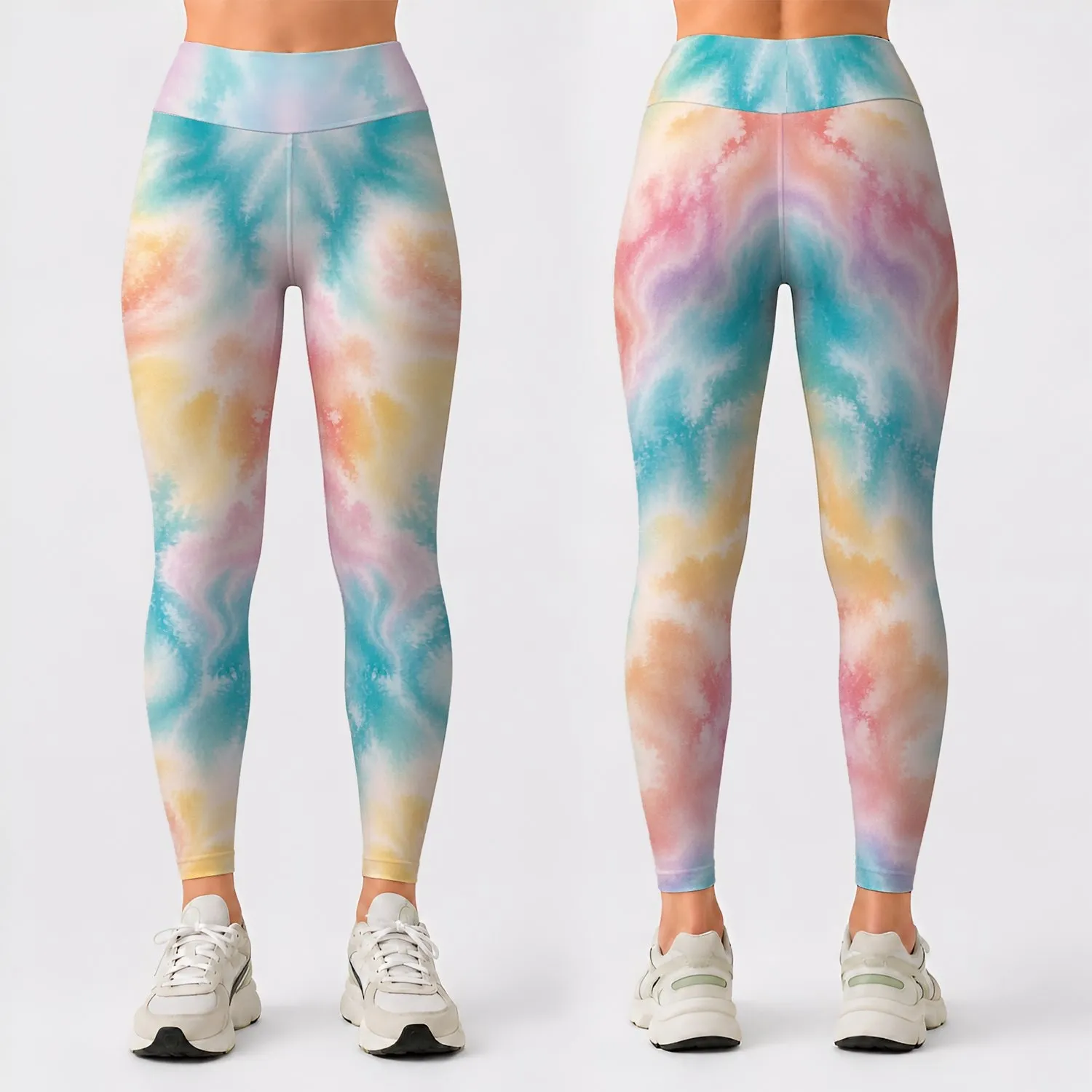 Pastel Tie Dye Colors for Yoga, Pilates and Everyday Wellness Leggings - 1
