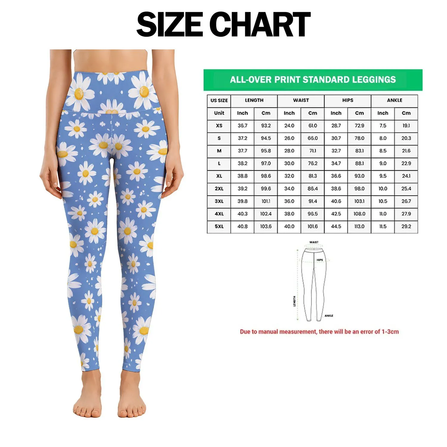 White Daisy Blooms for Yoga, Pilates, and Sunny Everyday Adventures Leggings - 1