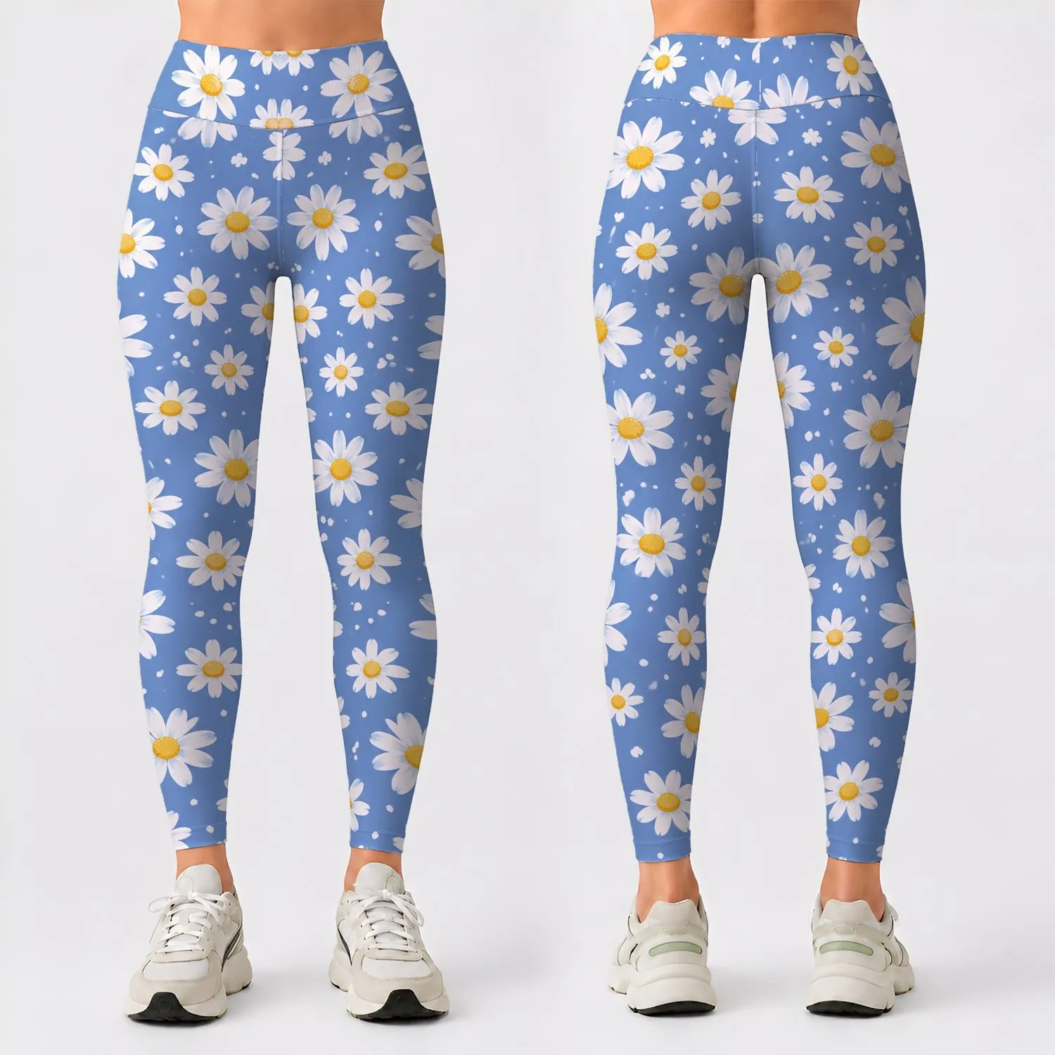 White Daisy Blooms for Yoga, Pilates, and Sunny Everyday Adventures Leggings - 1