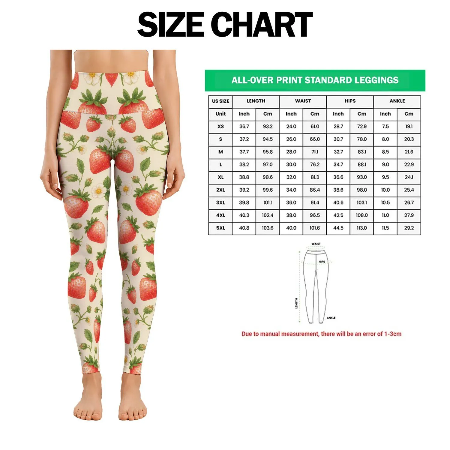 Sweet Strawberry Fruit Motifs For Yoga Pilates And Everyday Summer Style Leggings - 1