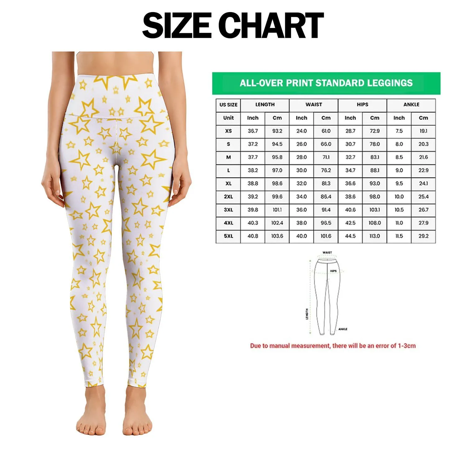Golden Star Motifs for Yoga Pilates and Everyday Active Style Leggings - 1