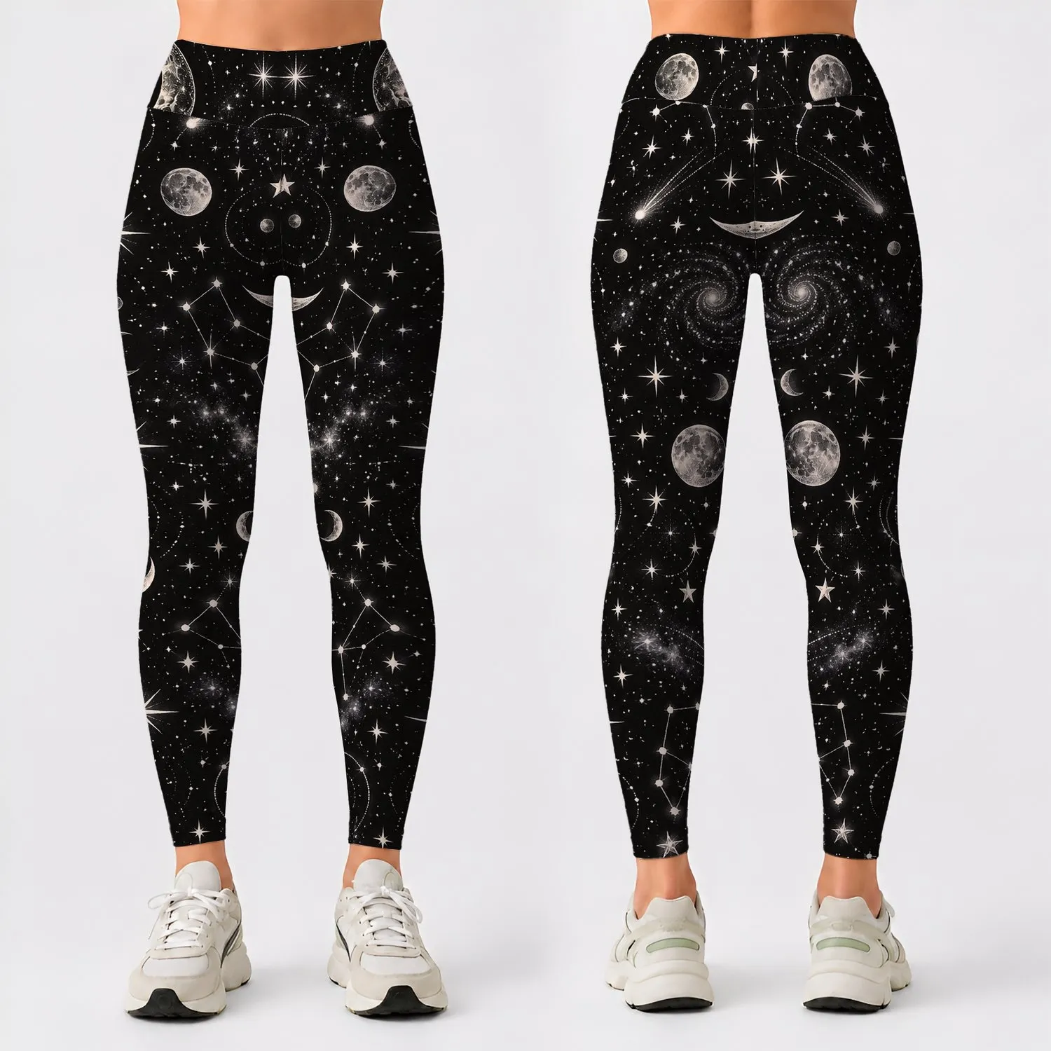Celestial Moon And Star Motifs For Stargazing Nights And Everyday Adventure Leggings - 1