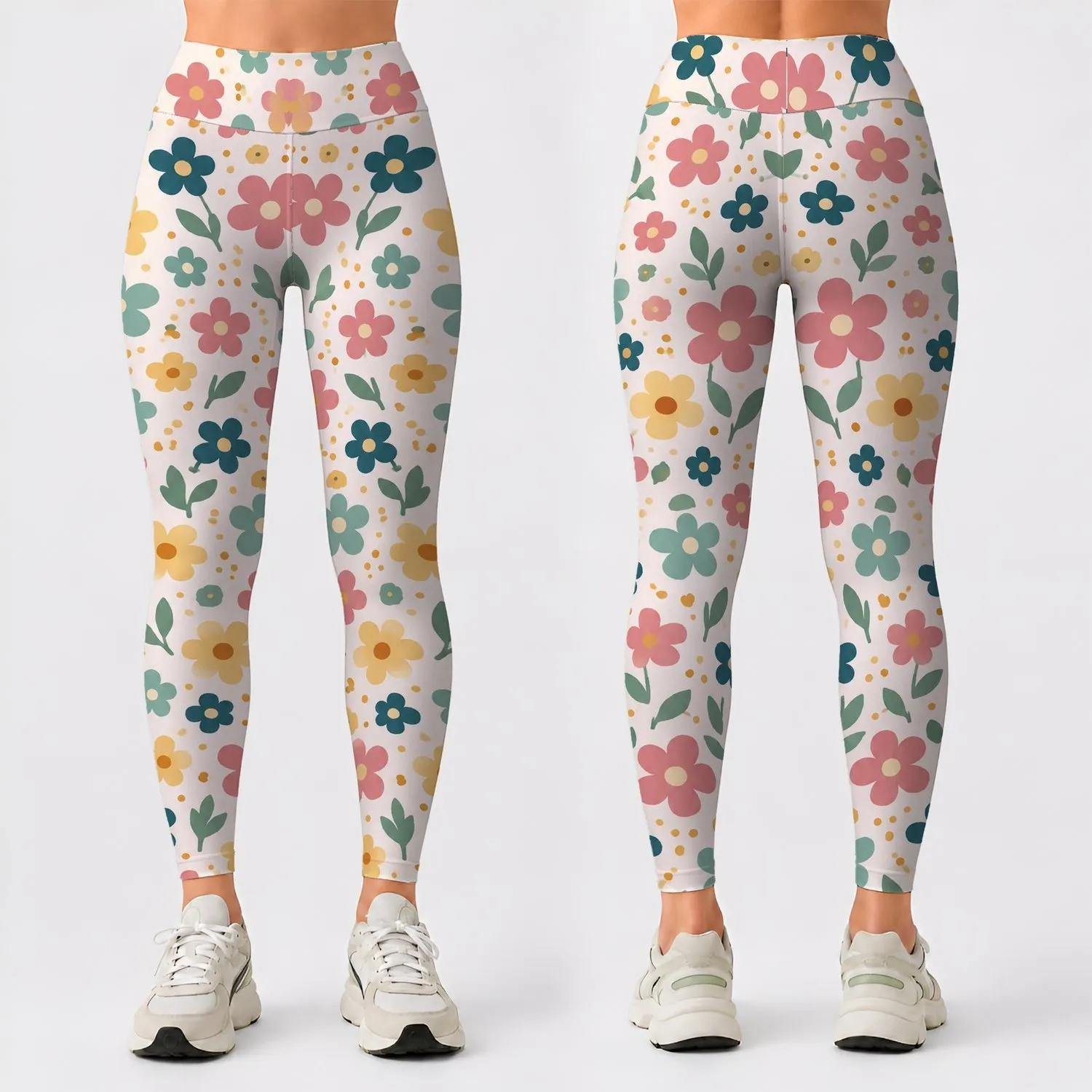 Pastel Ditsy Flowers for Yoga, Pilates and Everyday Outings Leggings - 1