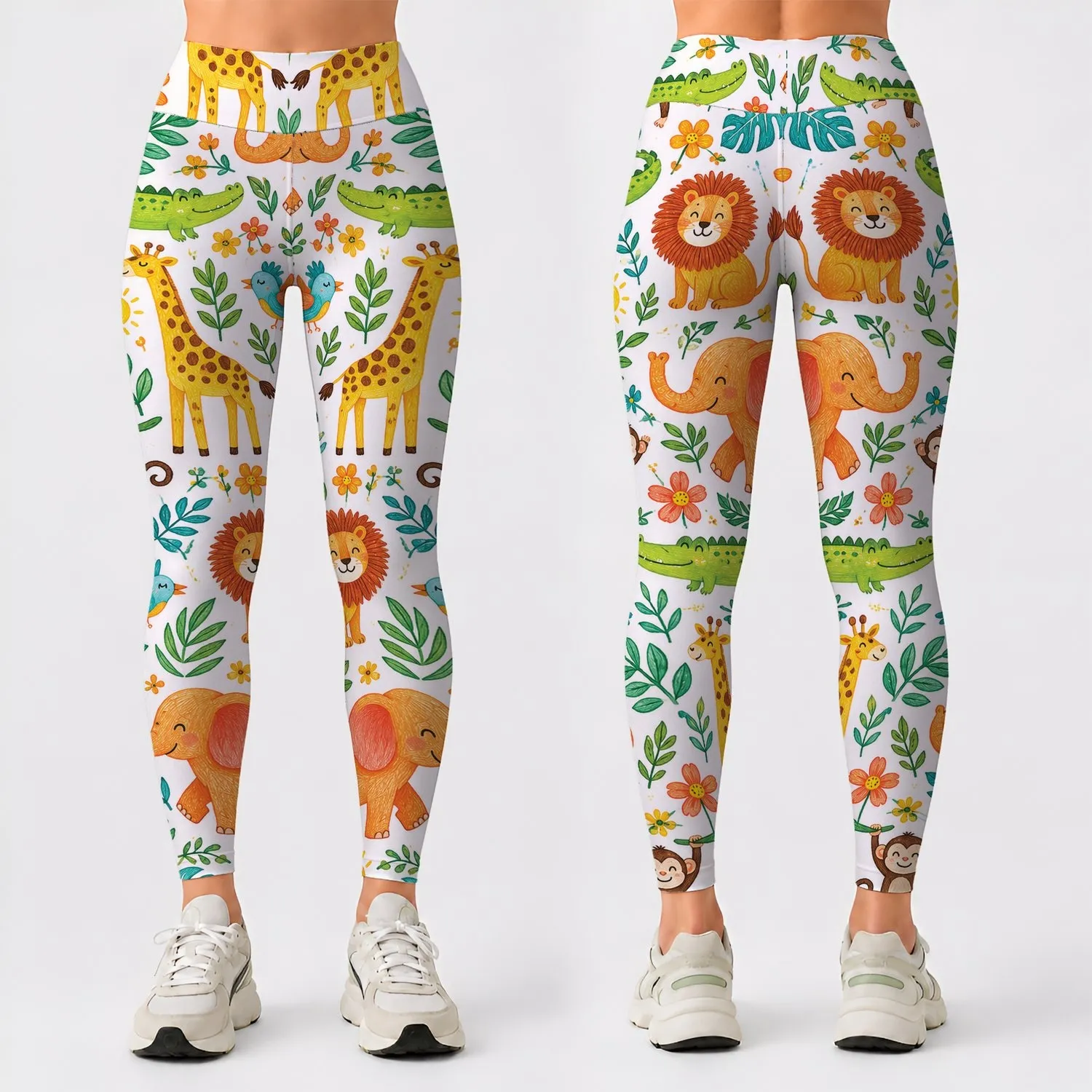 Colorful Jungle Animals for Yoga, Pilates and Everyday Adventures for Active Women Leggings - 1