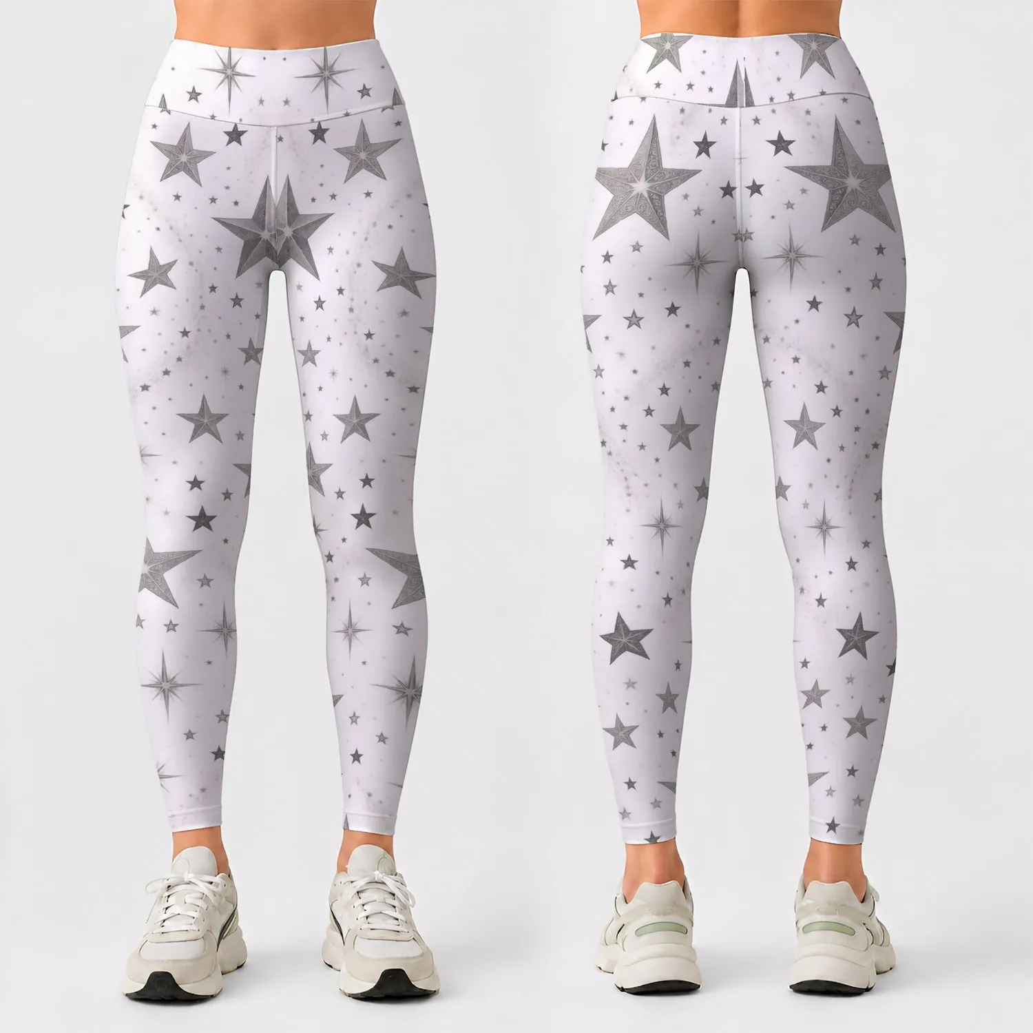 Silver Starry Skies for Yoga, Pilates, Travel and Everyday Wear for Celestial Style Lovers Leggings - 1