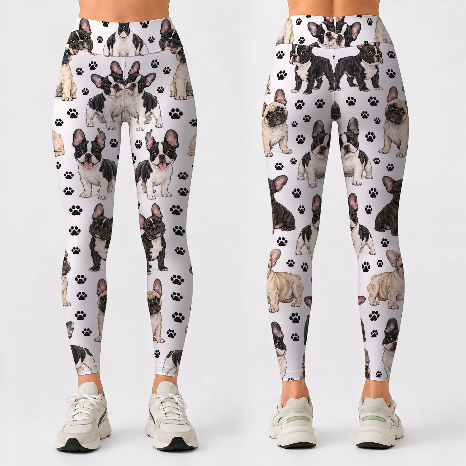 French Bulldog Paw Motif for Yoga, Pilates and Relaxed Everyday Weekend Outings Style Leggings - 1