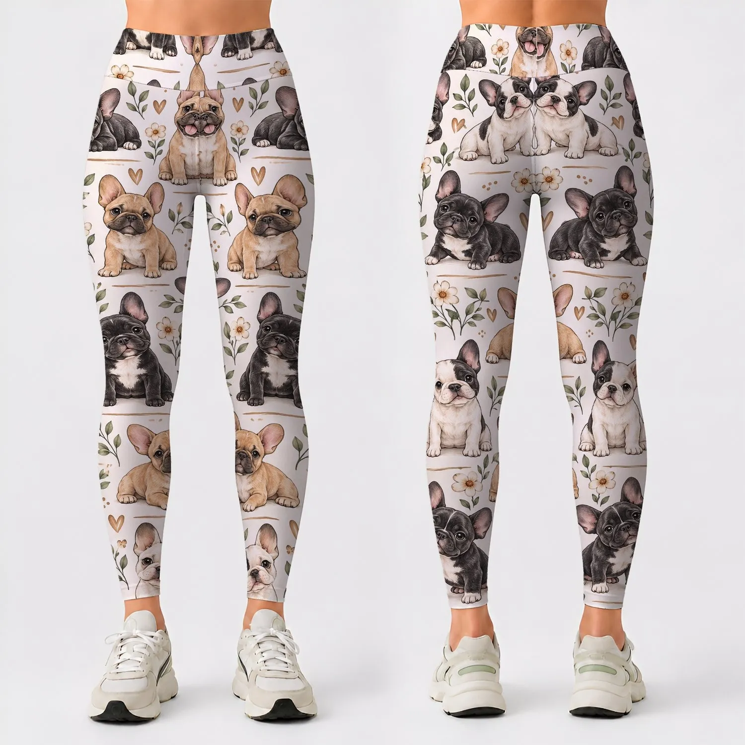 French Bulldog Puppy Motifs for Yoga, Pilates, Gym Sessions and Everyday Casual Wear Leggings - 1