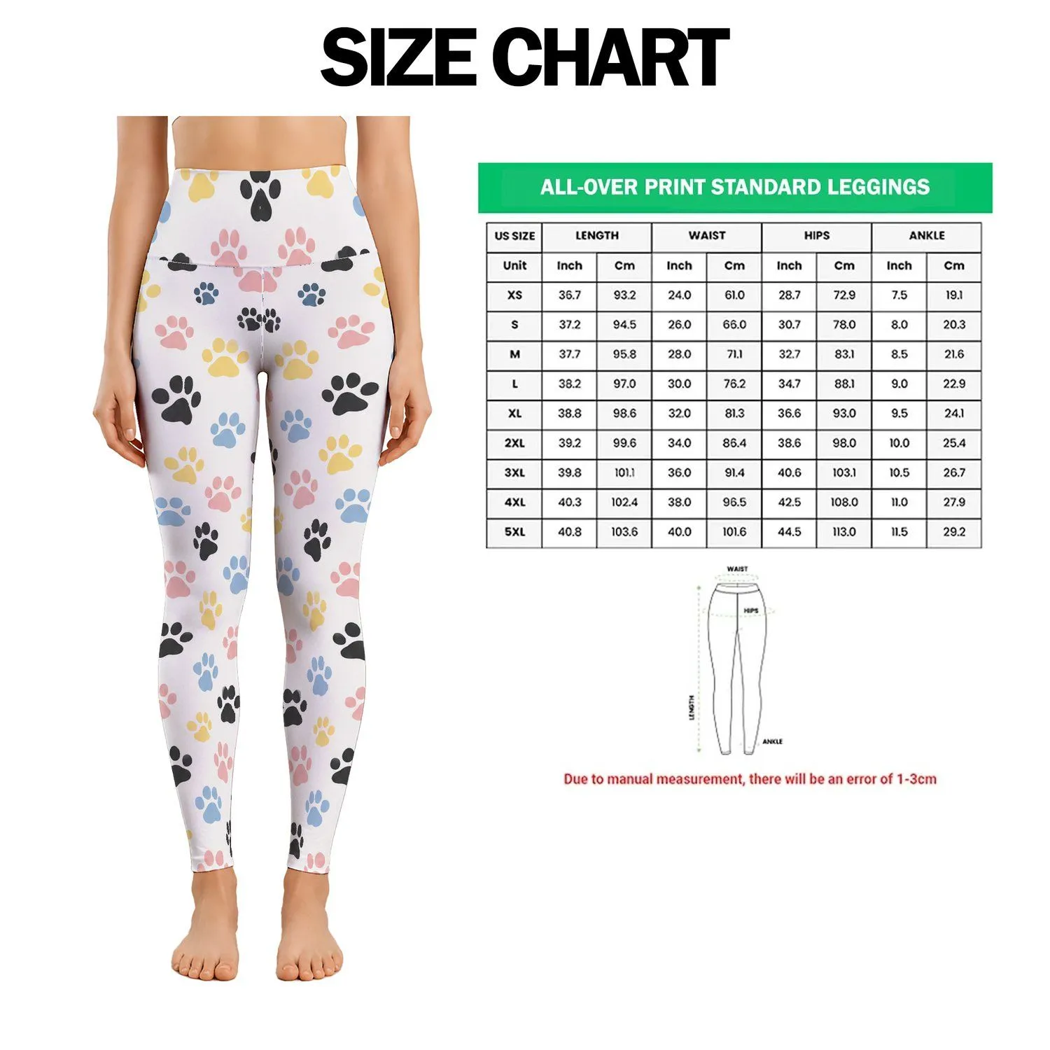 Pastel Paw Prints for Yoga, Pilates, and Everyday Adventures for Animal Lovers Leggings - 1