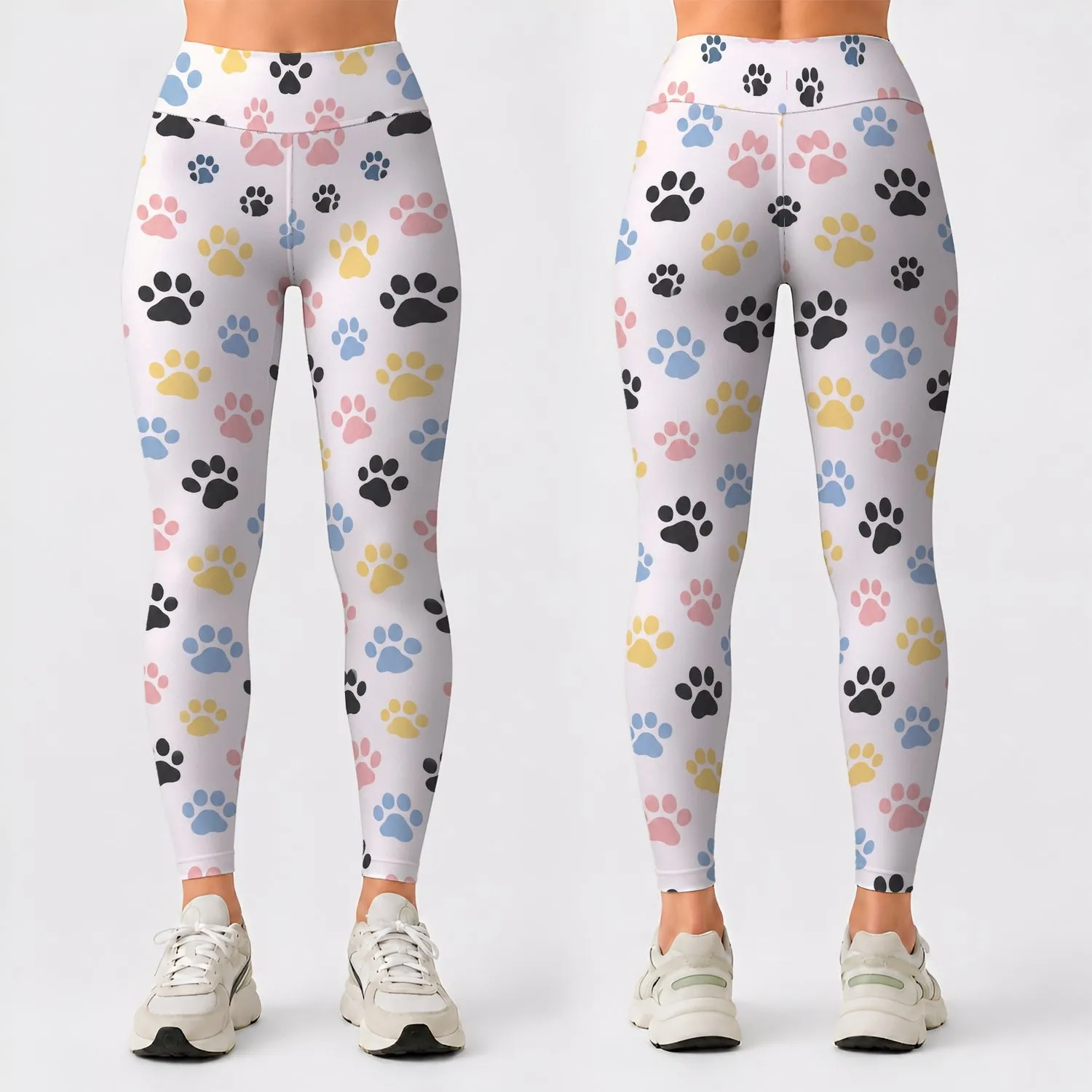 Pastel Paw Prints for Yoga, Pilates, and Everyday Adventures for Animal Lovers Leggings - 1