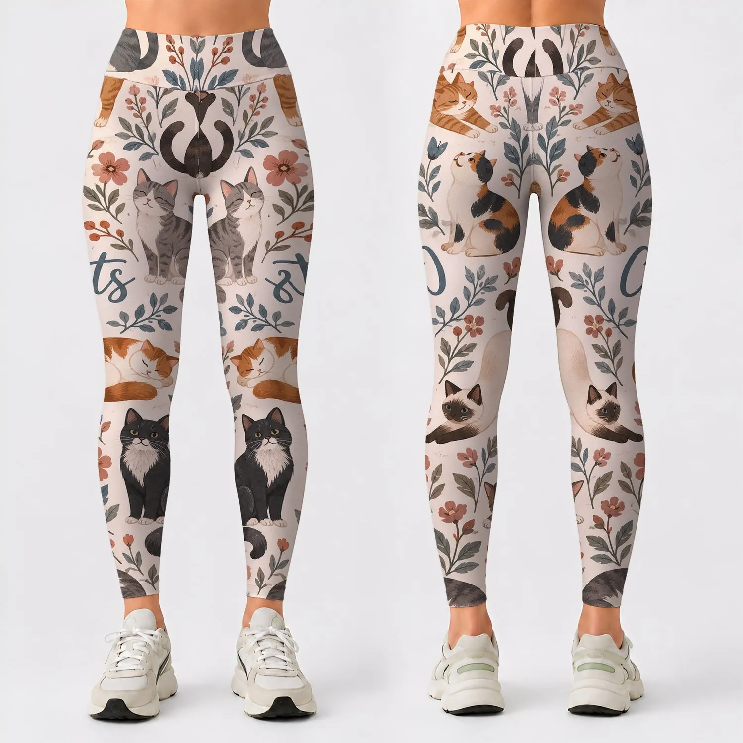 Whimsical Cats for Yoga, Pilates, Commuting and Everyday Outings for Feline Lovers Leggings - 1