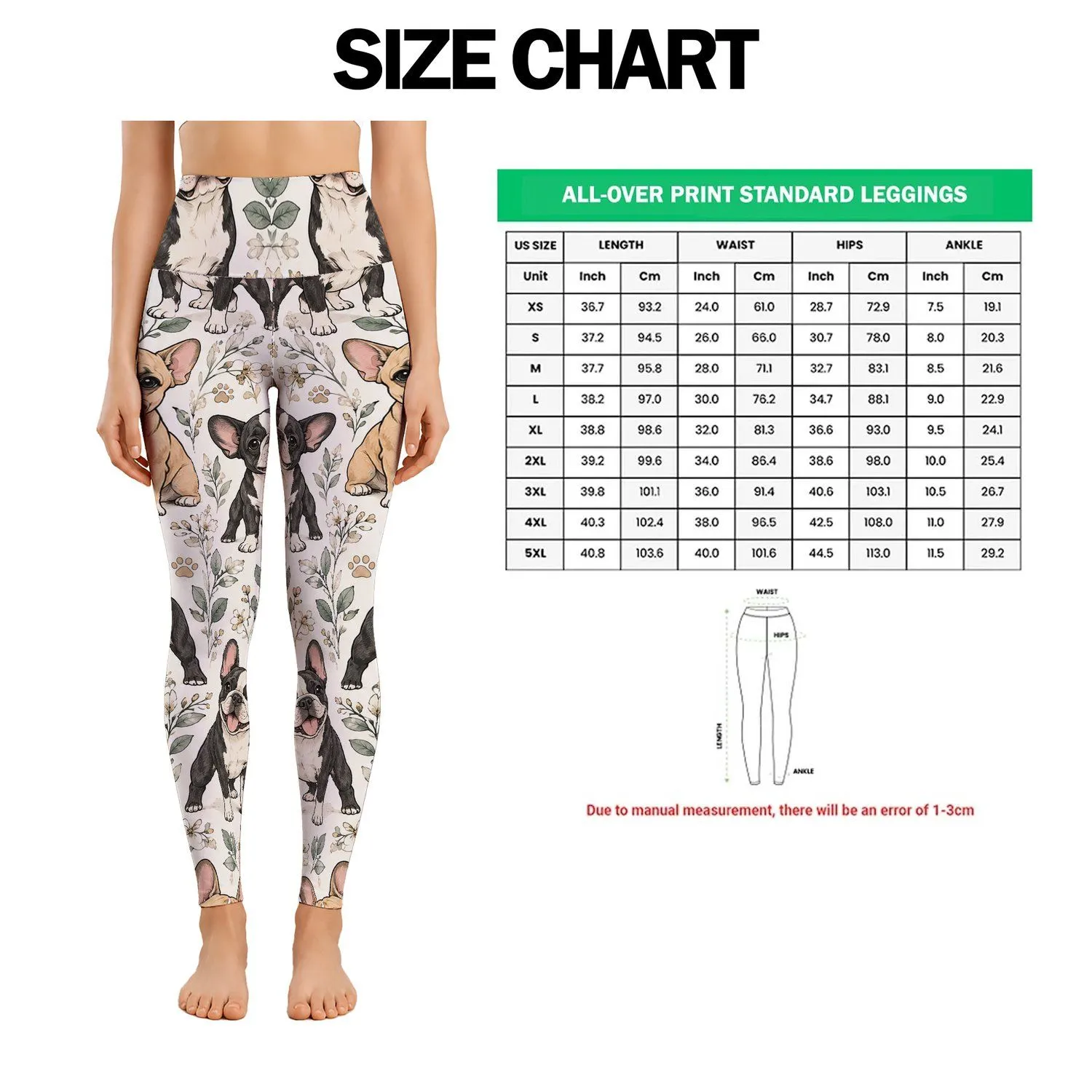 French Bulldog Motifs for Yoga, Pilates and Everyday Casual Style for Dog Lovers Leggings - 1