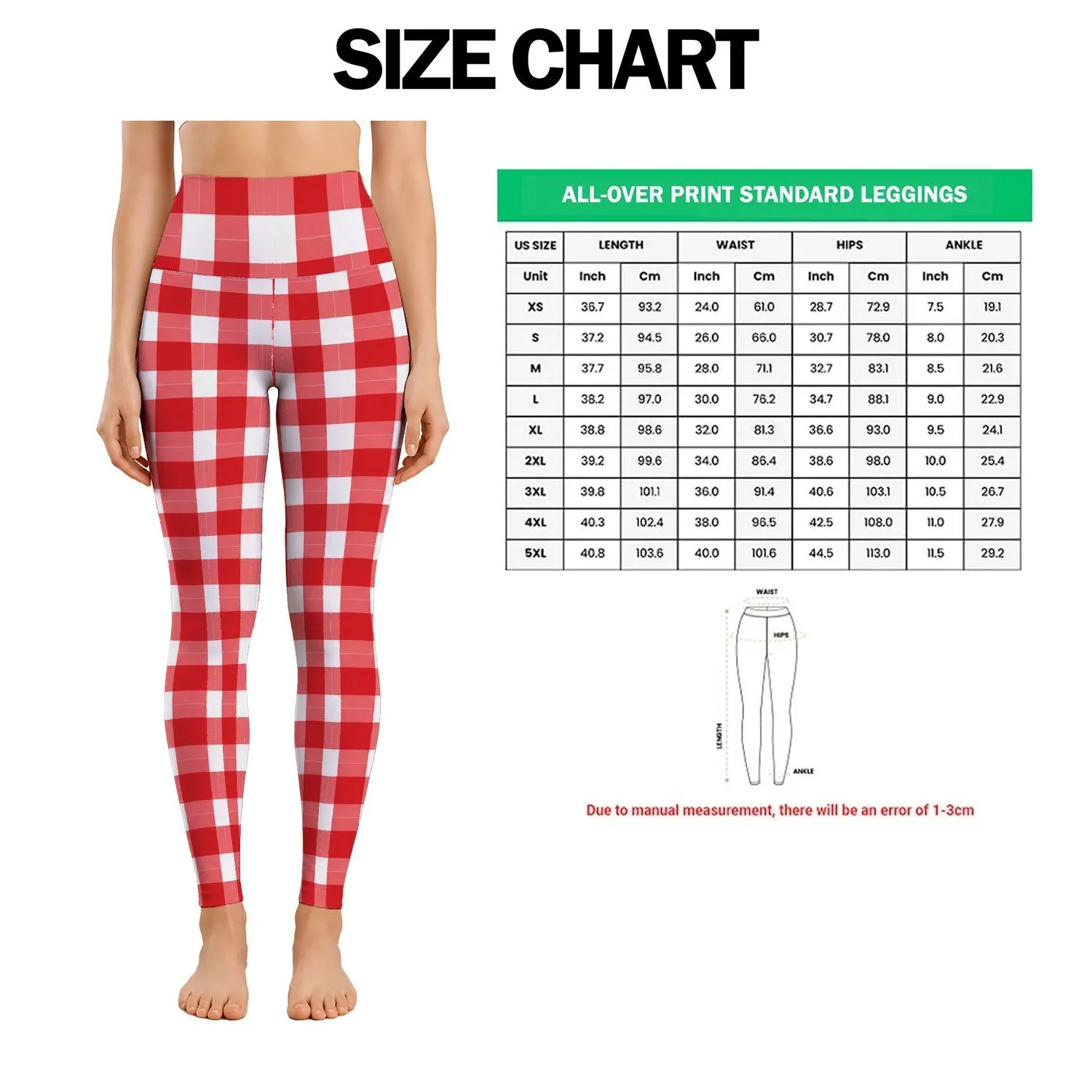 Red And White Gingham Checks For Yoga Pilates And Everyday Casual Style Leggings - 1