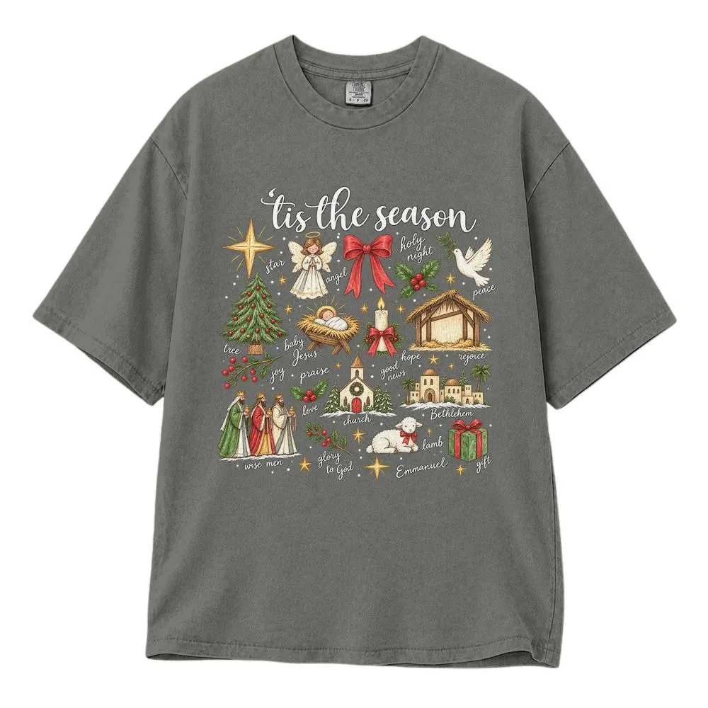 Christian Christmas Nativity Gift for Her Shirt, Retro Jesus Holiday Design, Tee, Hoodie, Sweatshirt - 1