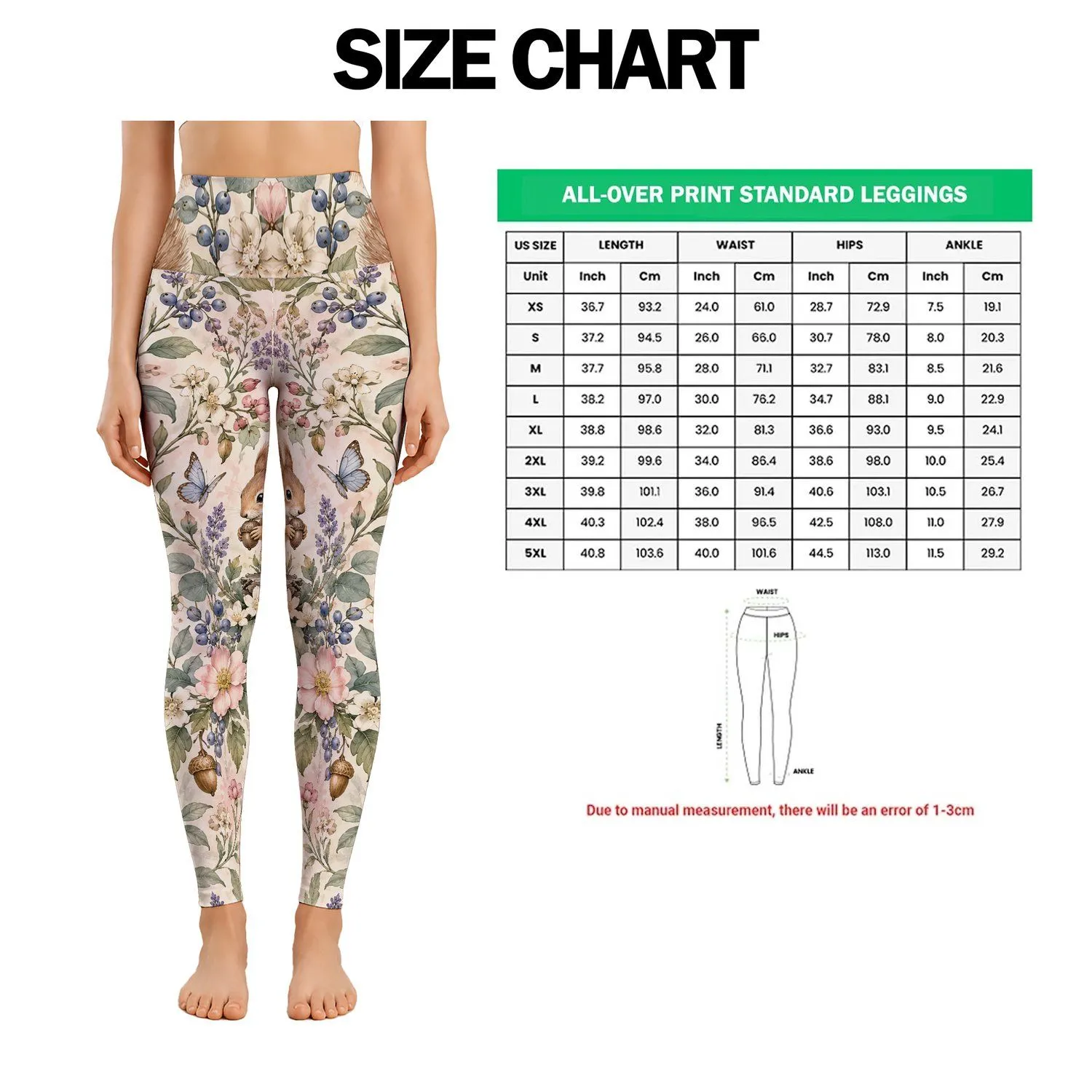 Squirrel And Wildflower Woodland Charm For Yoga, Pilates, And Everyday Wear Leggings - 1