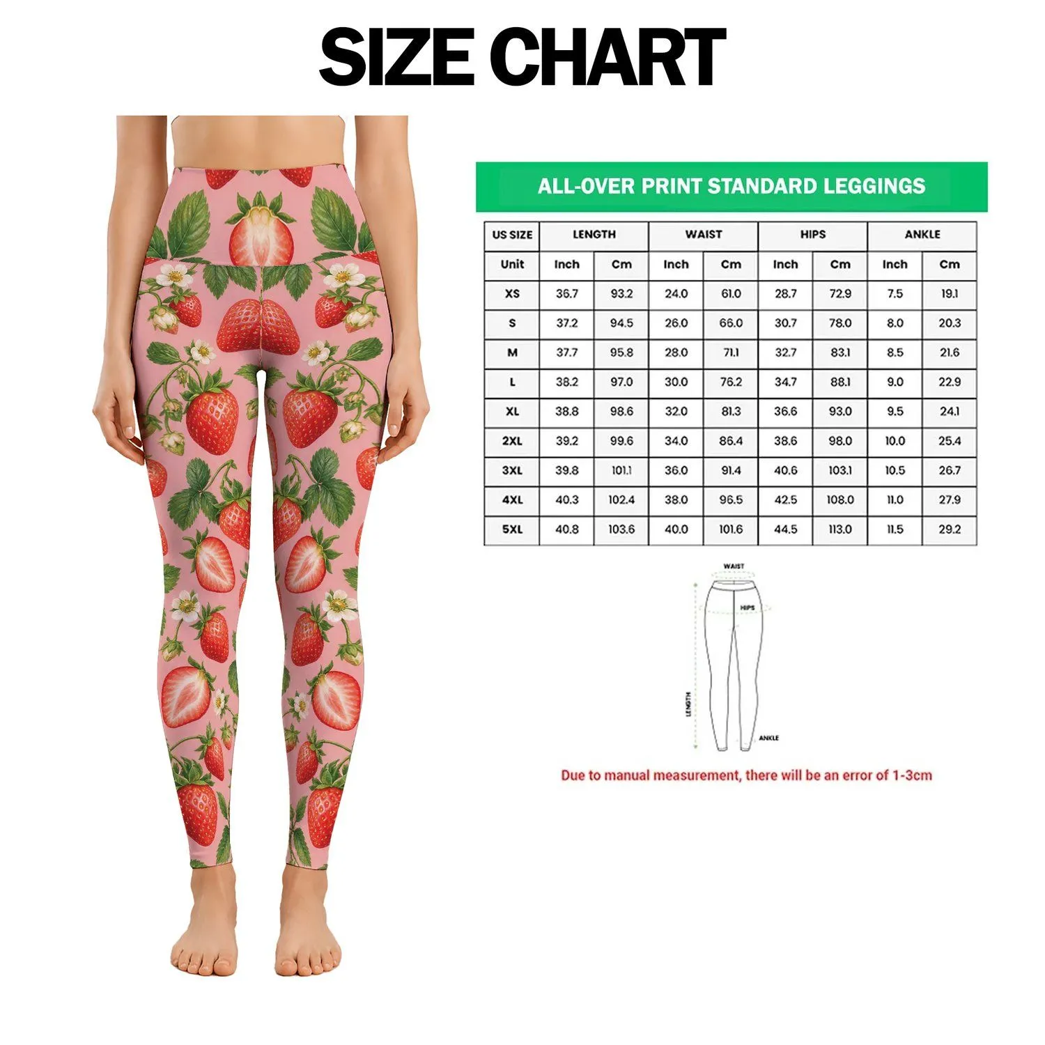 Fresh Strawberry Motifs for Pilates, Errands and Sunny Weekend Outings for Her Leggings - 1