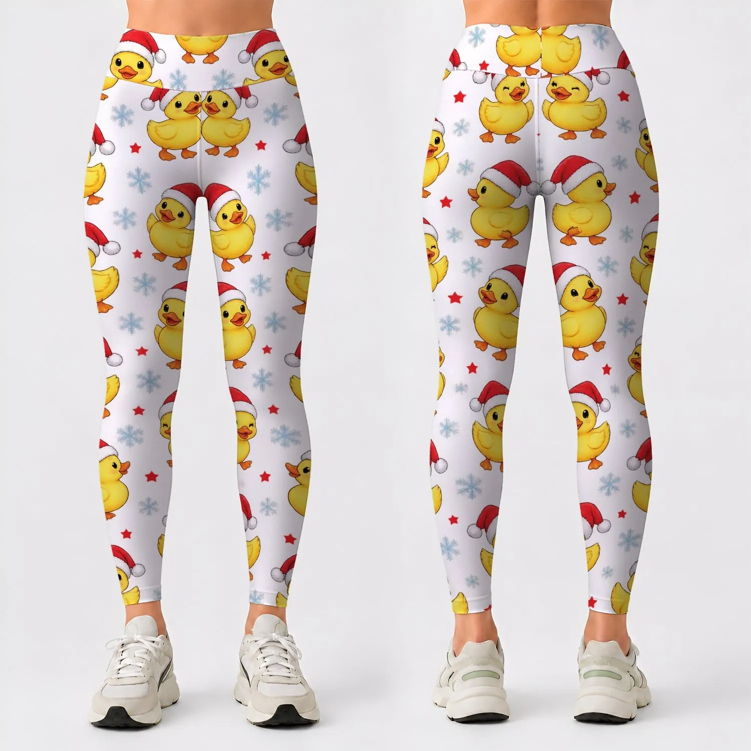 Santa Hat Rubber Ducks for Christmas Cheer and Cozy Holiday Fitness Gift for Her Leggings - 1