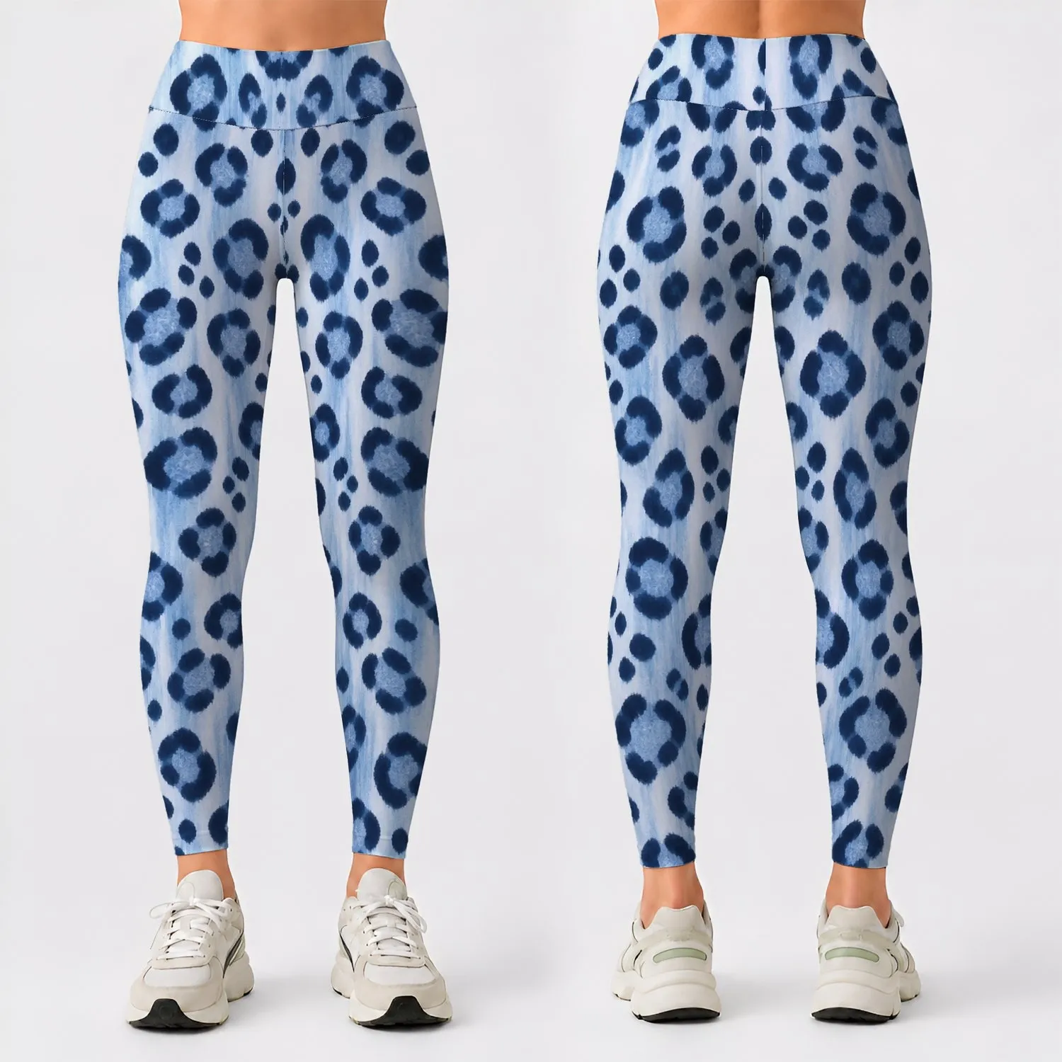 Blue Leopard Spots for Yoga, Pilates, and Everyday Activewear for Women on the Go Leggings - 1