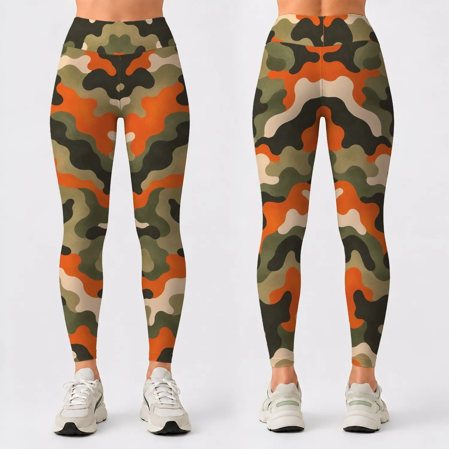 Orange Olive Camo for Yoga, Pilates, and Everyday Active Style Leggings - 1