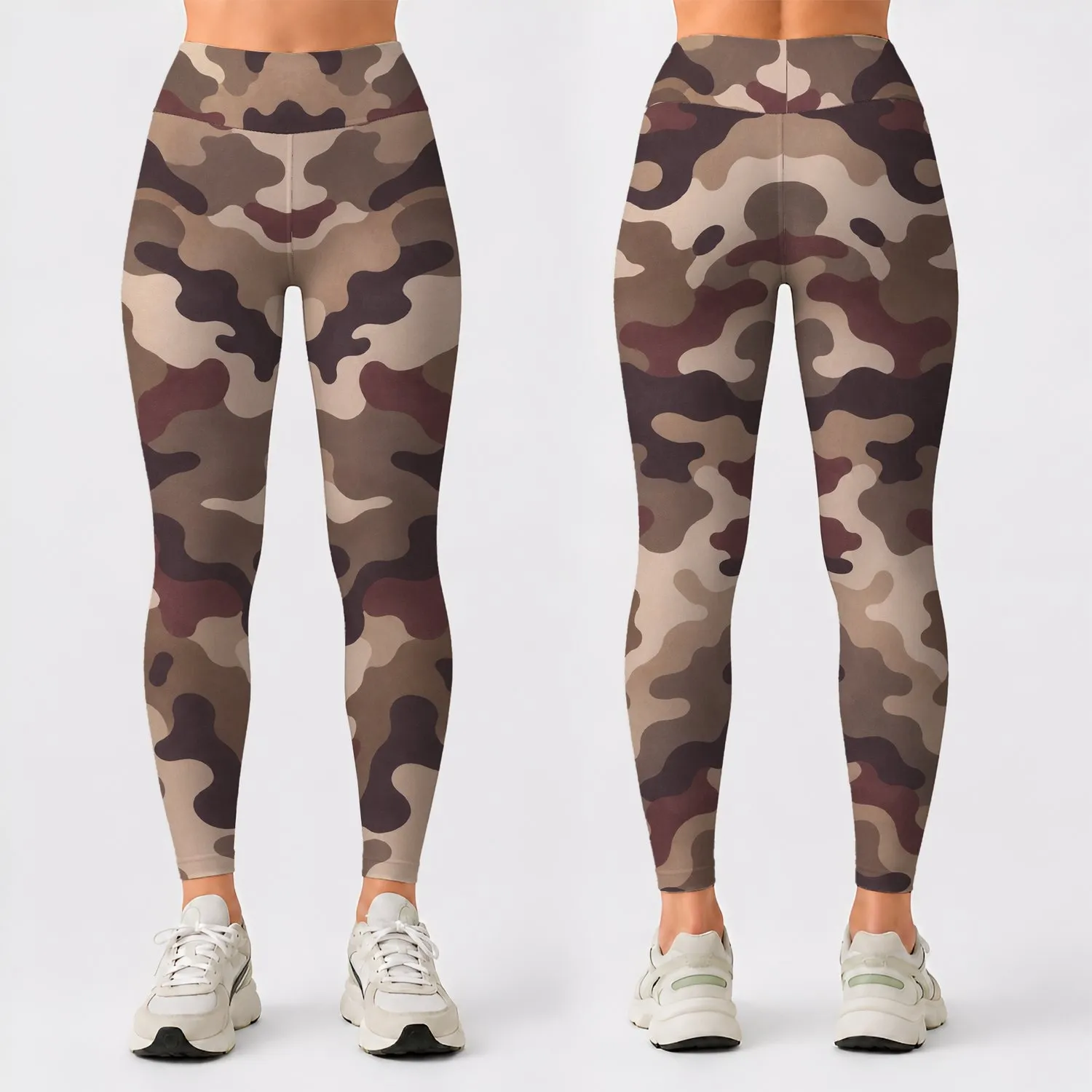Earthy Woodland Camo For Yoga Pilates And Everyday Outdoor Style Leggings - 1