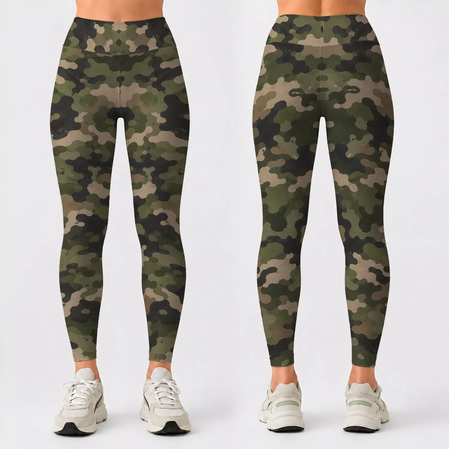 Olive Woodland Camo for Yoga, Pilates, Commuting, and Everyday Outdoor Style Leggings - 1