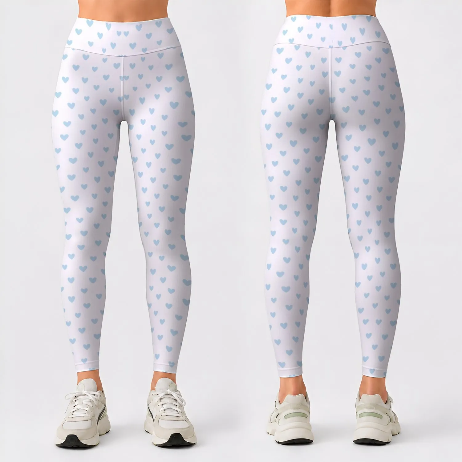 Tiny Pale Blue Hearts for Yoga, Pilates, and Everyday Wellness for Active Women Leggings - 1