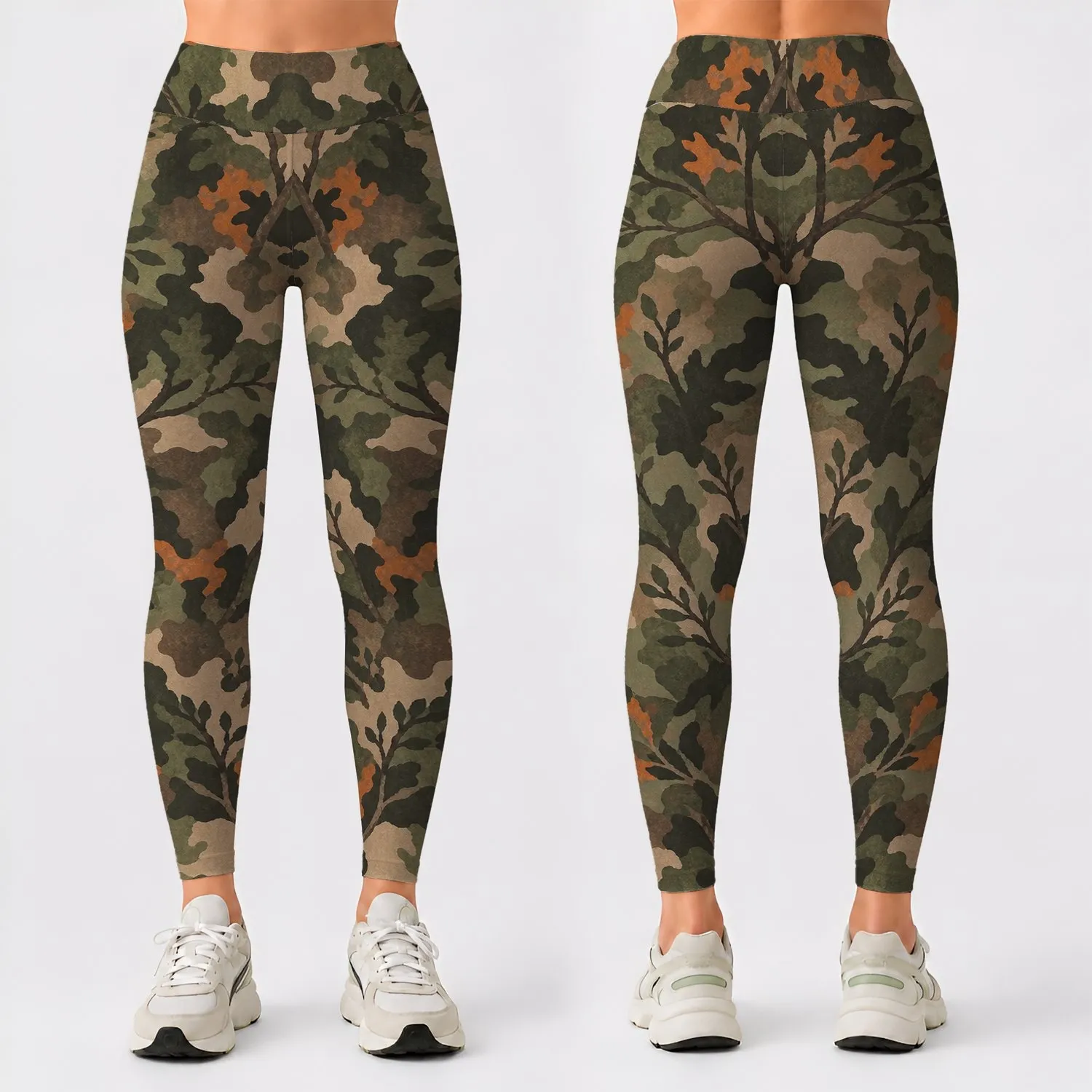 Olive Woodland Camo for Yoga, Pilates, Gym Training and Everyday Errands Leggings - 1