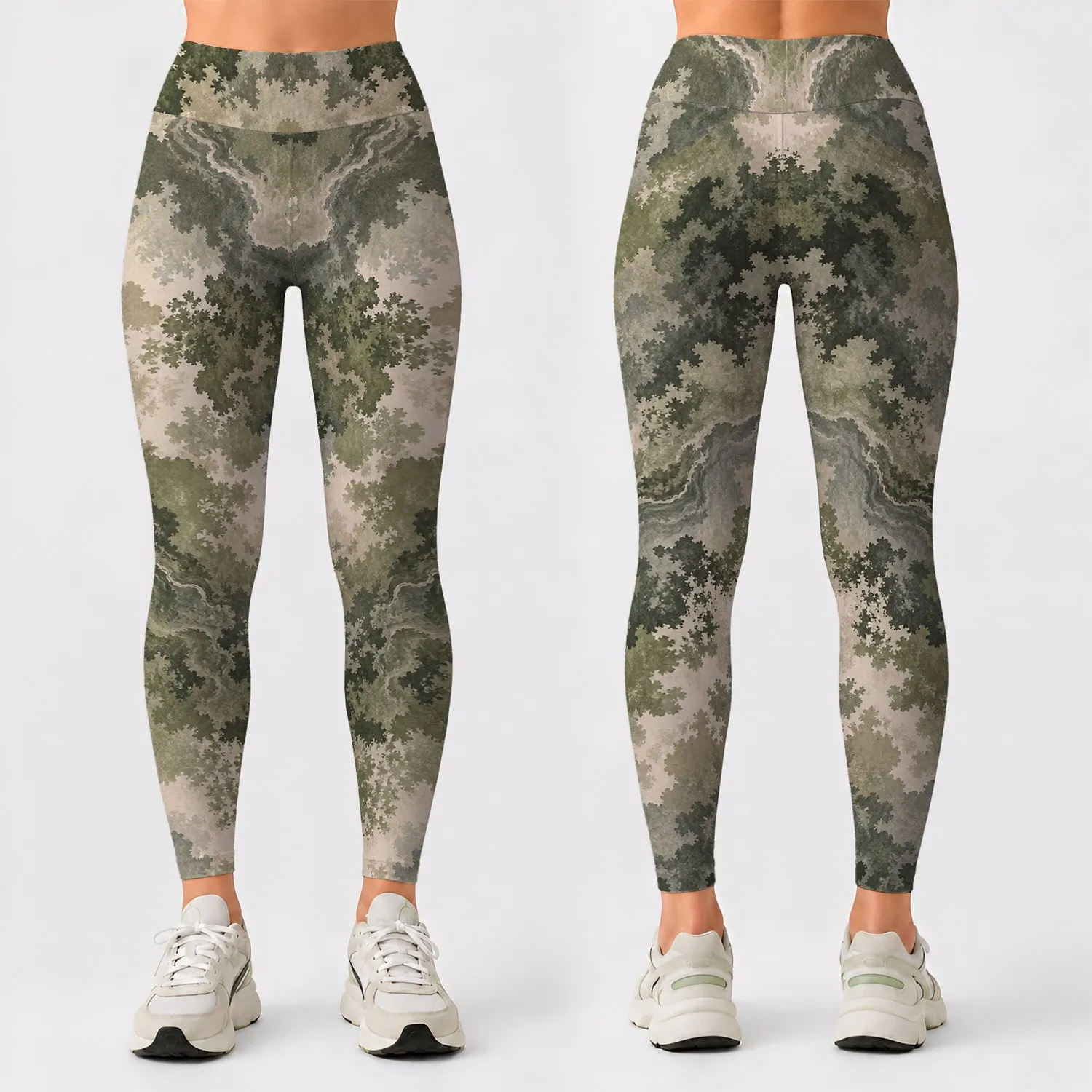 Muted Sage Olive Camo for Yoga, Pilates and Everyday Outdoor Adventures for Active Women Leggings - 1