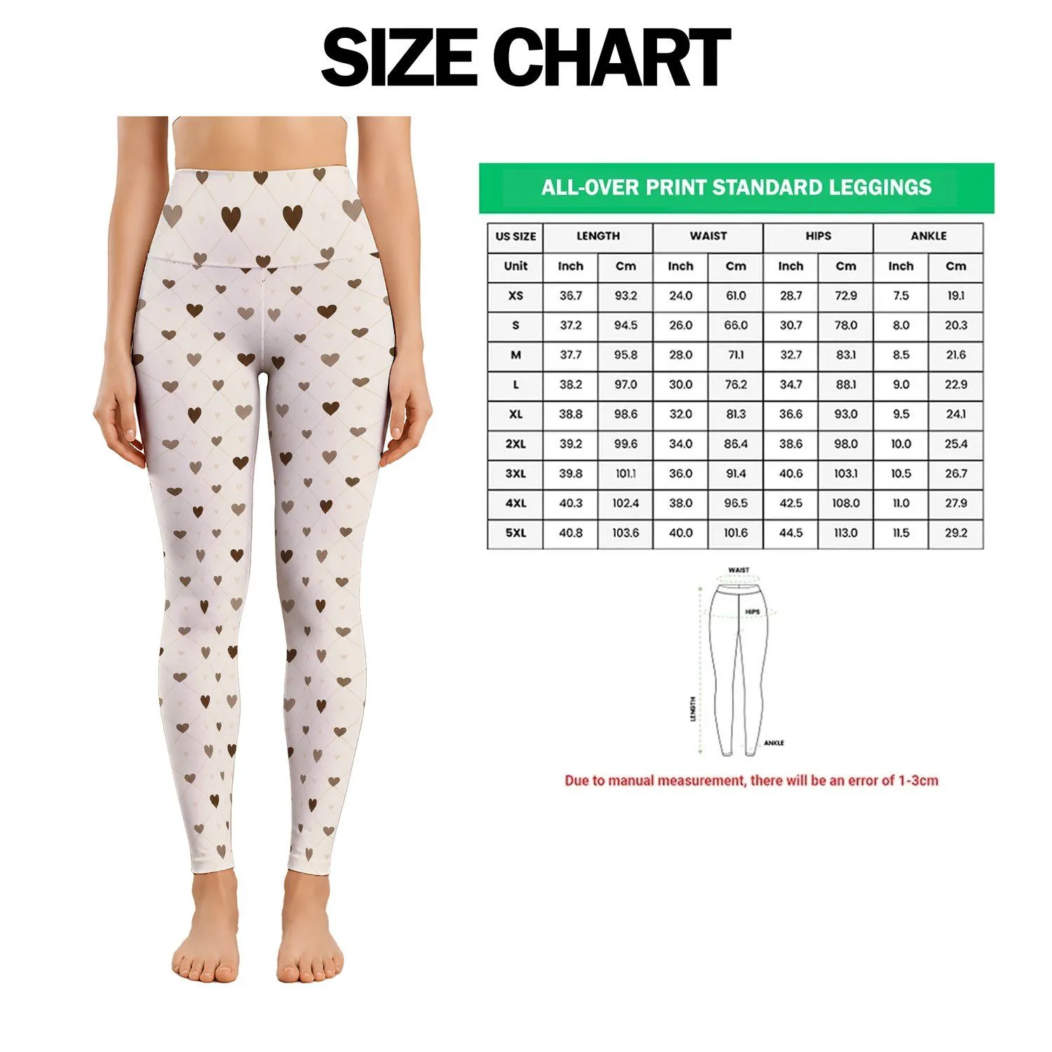 Tiny Cocoa Hearts And Ivory Diamonds For Romantic Studio To Street Style Leggings - 1