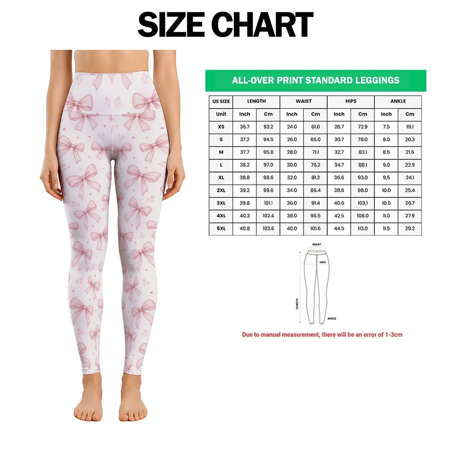 Pink Bowknot Motifs for Sweet Everyday Style and Activewear for Women Leggings - 1