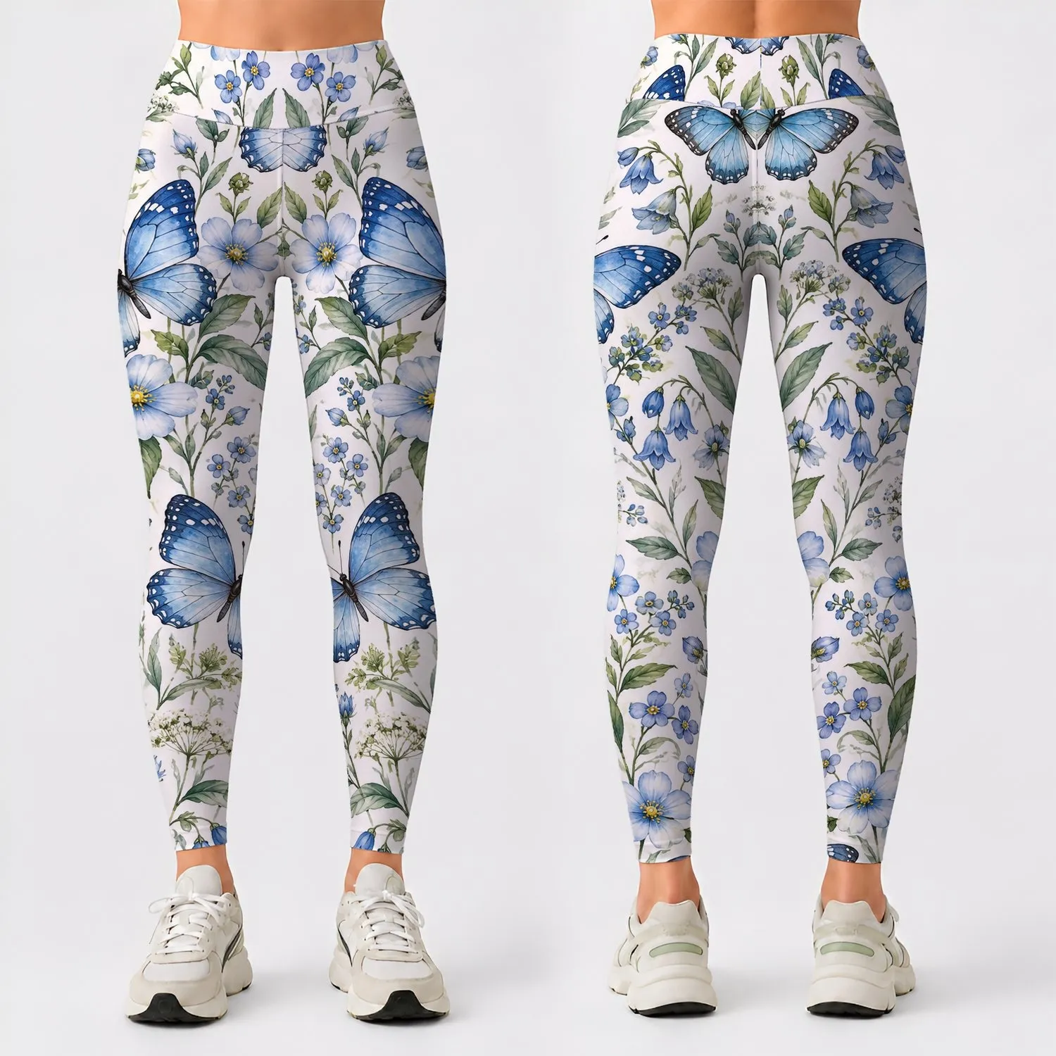 Blue Butterflies And Wildflowers For Everyday Garden Walks And Relaxed Weekend Wear Leggings - 1
