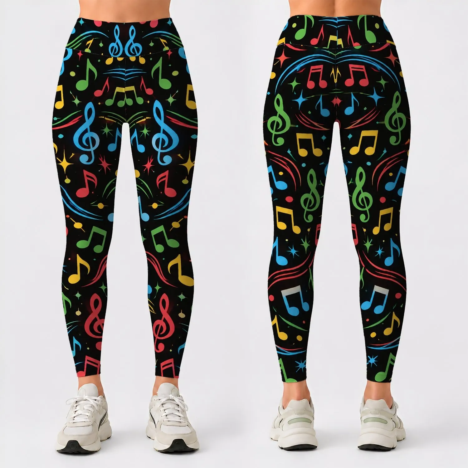 Colorful Music Notes for Concert Nights, Dance Practice, and Everyday Active Style for Women Leggings - 1