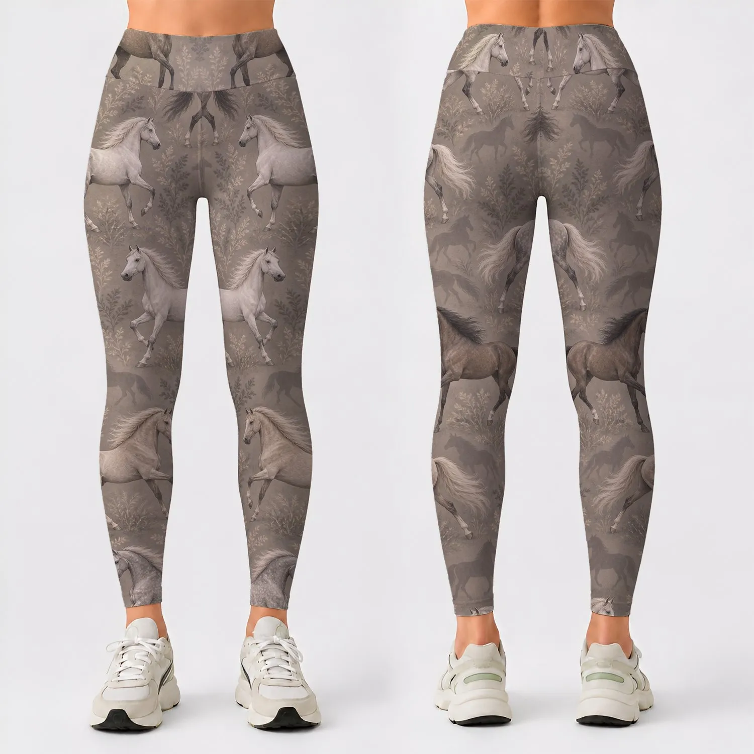 Elegant Galloping Horses for Pilates, Gym Workouts and Everyday Equestrian Style Leggings - 1