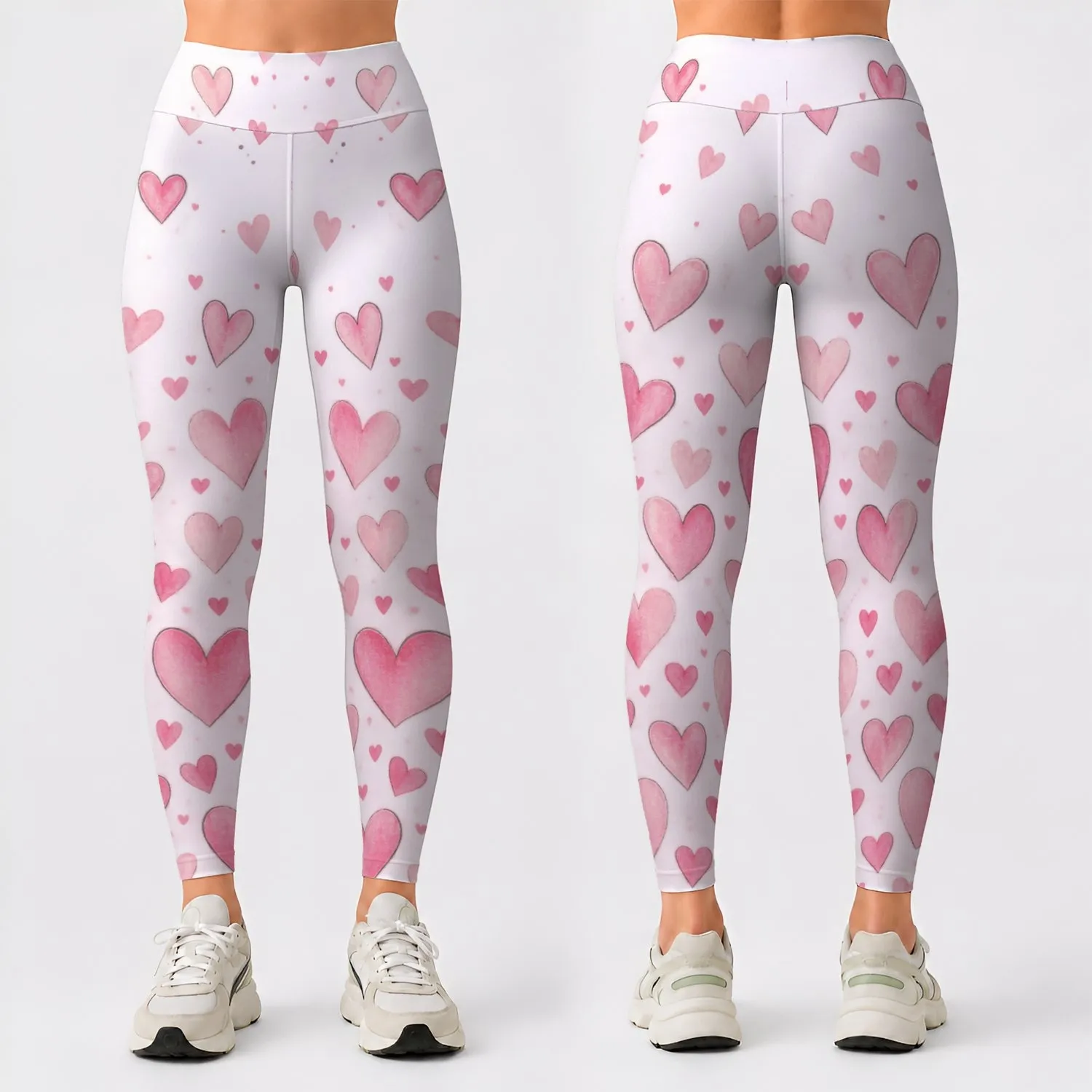 Blush Pink Hearts for Yoga, Running, Fitness, and Everyday Wellness for Active Women Leggings - 1